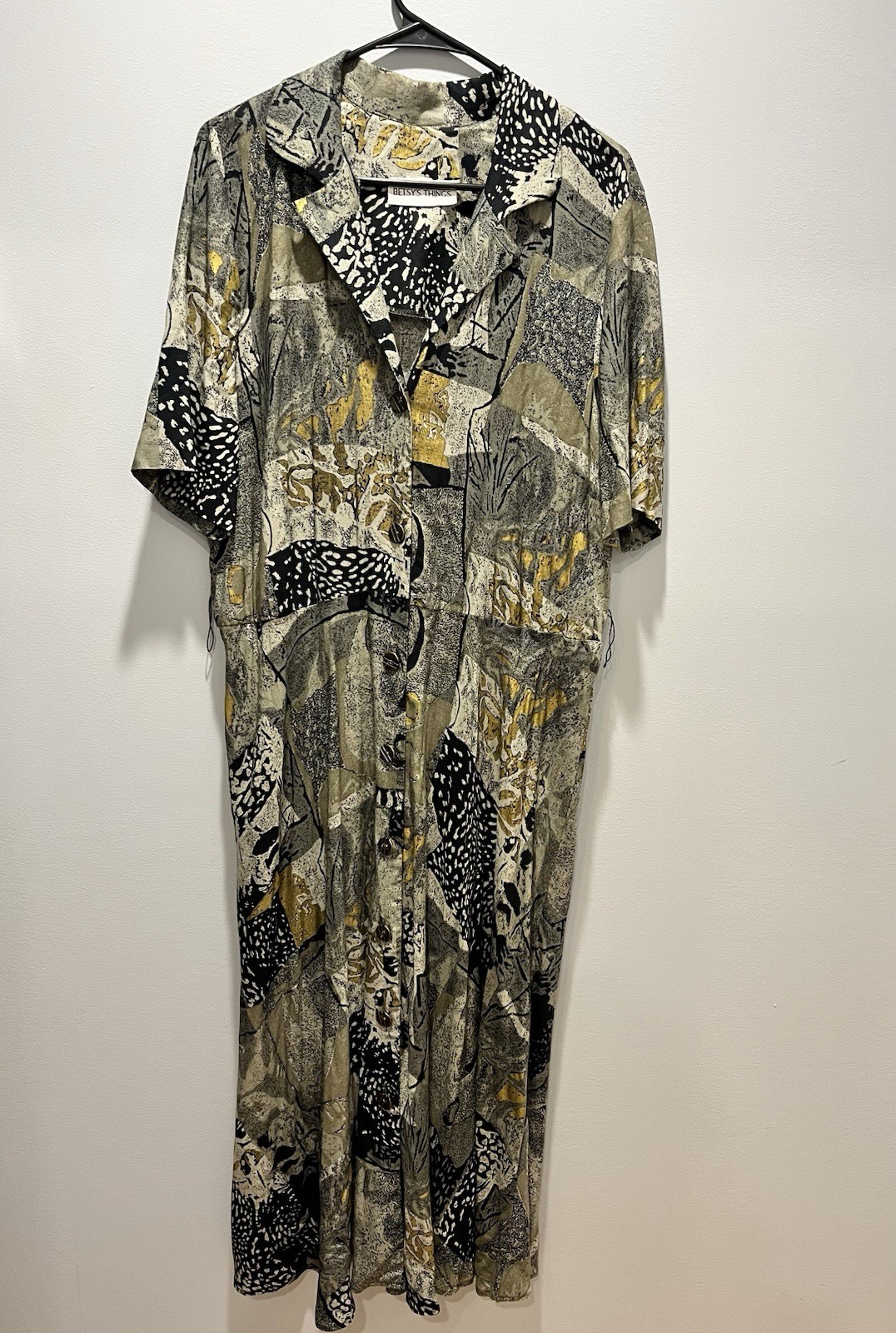 VTG 80s 90s Betsy’s Things Maxi Dress Artistic Mixed Print L/XL No size Tag