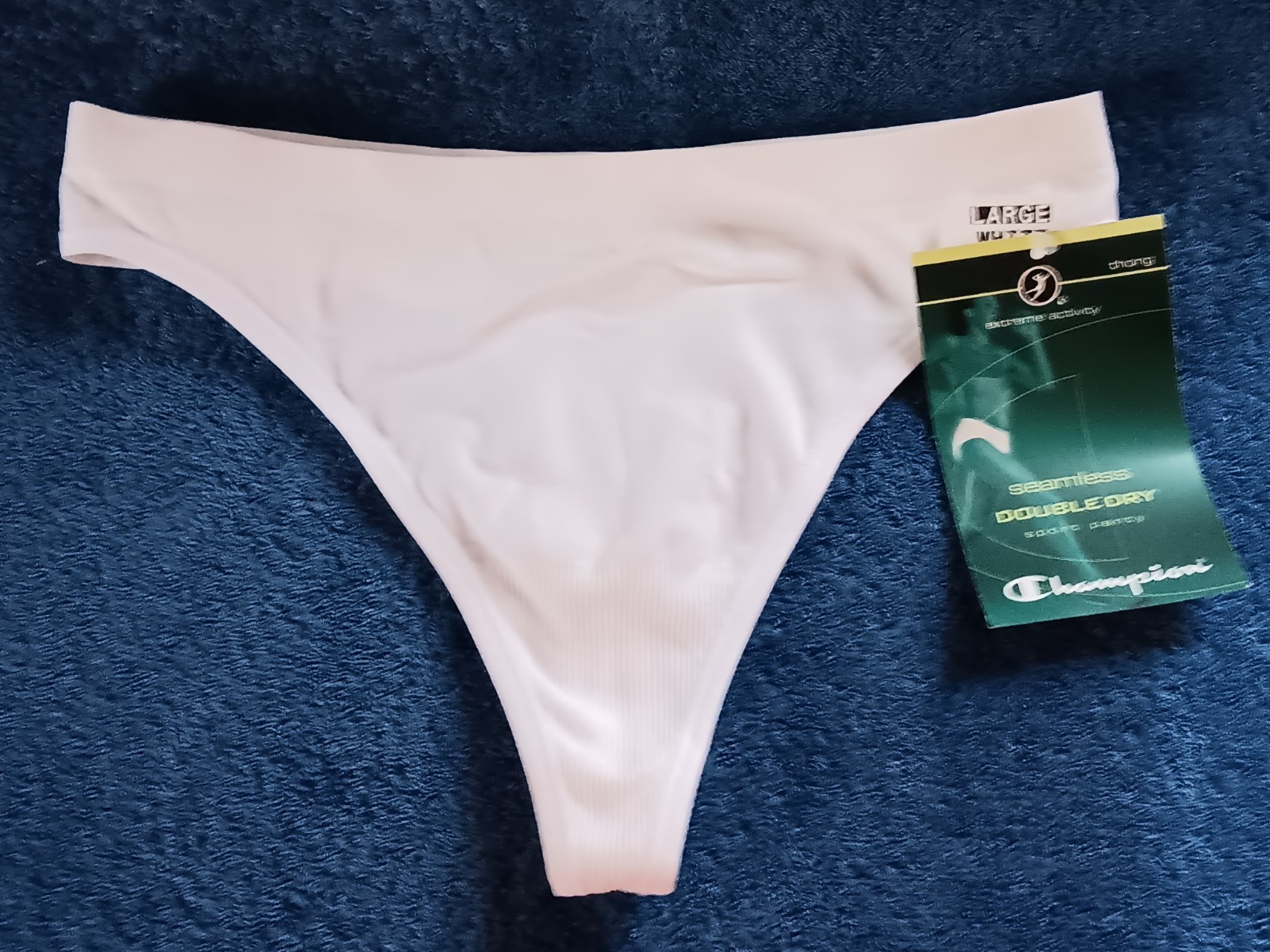 2003 VTG CHAMPION Double Dry SEAMLESS SPORT Panty L THONG 4613 NWT White Undi