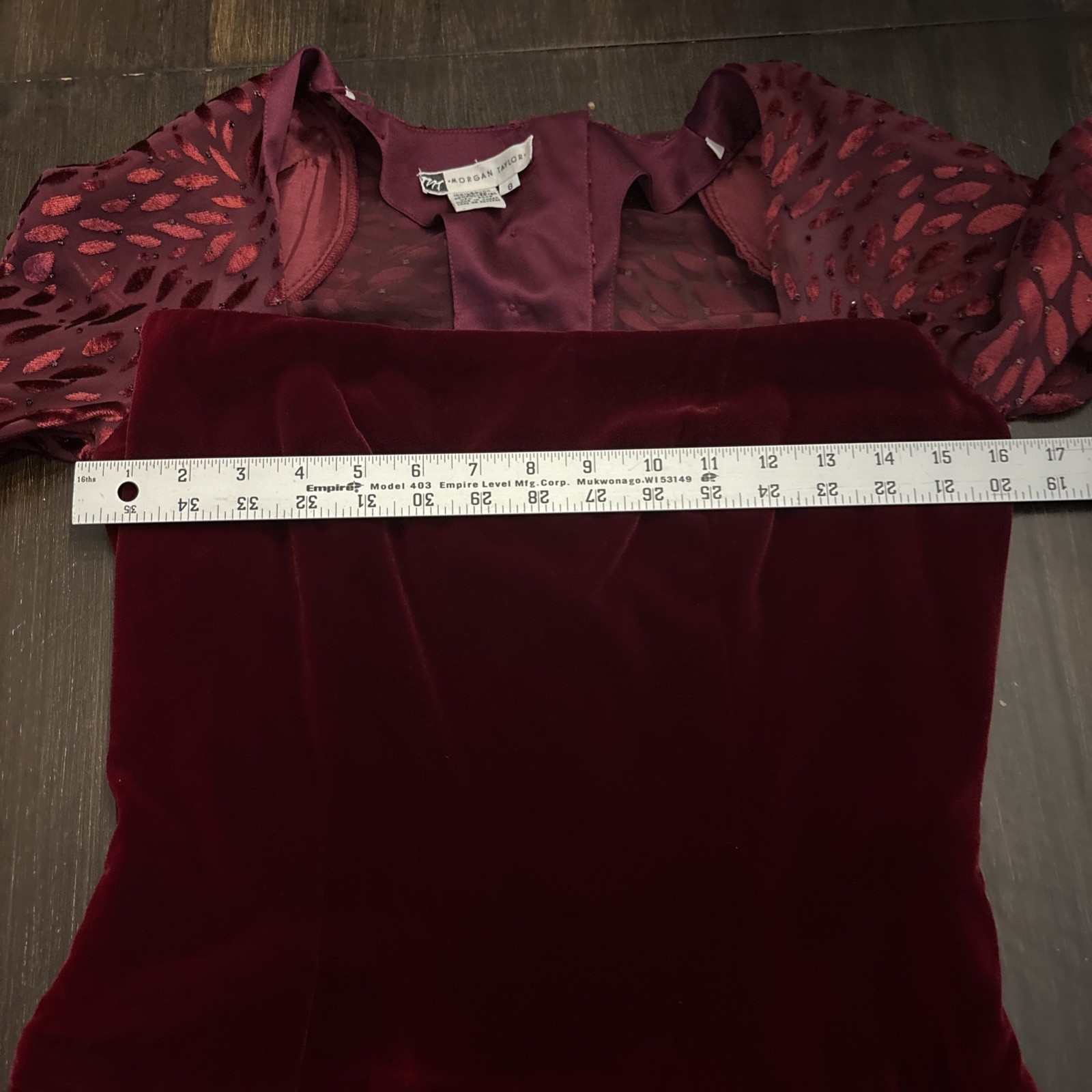 Vintage Morgan Taylor Red Velvet Beaded Evening Cocktail Dress Sz 8
