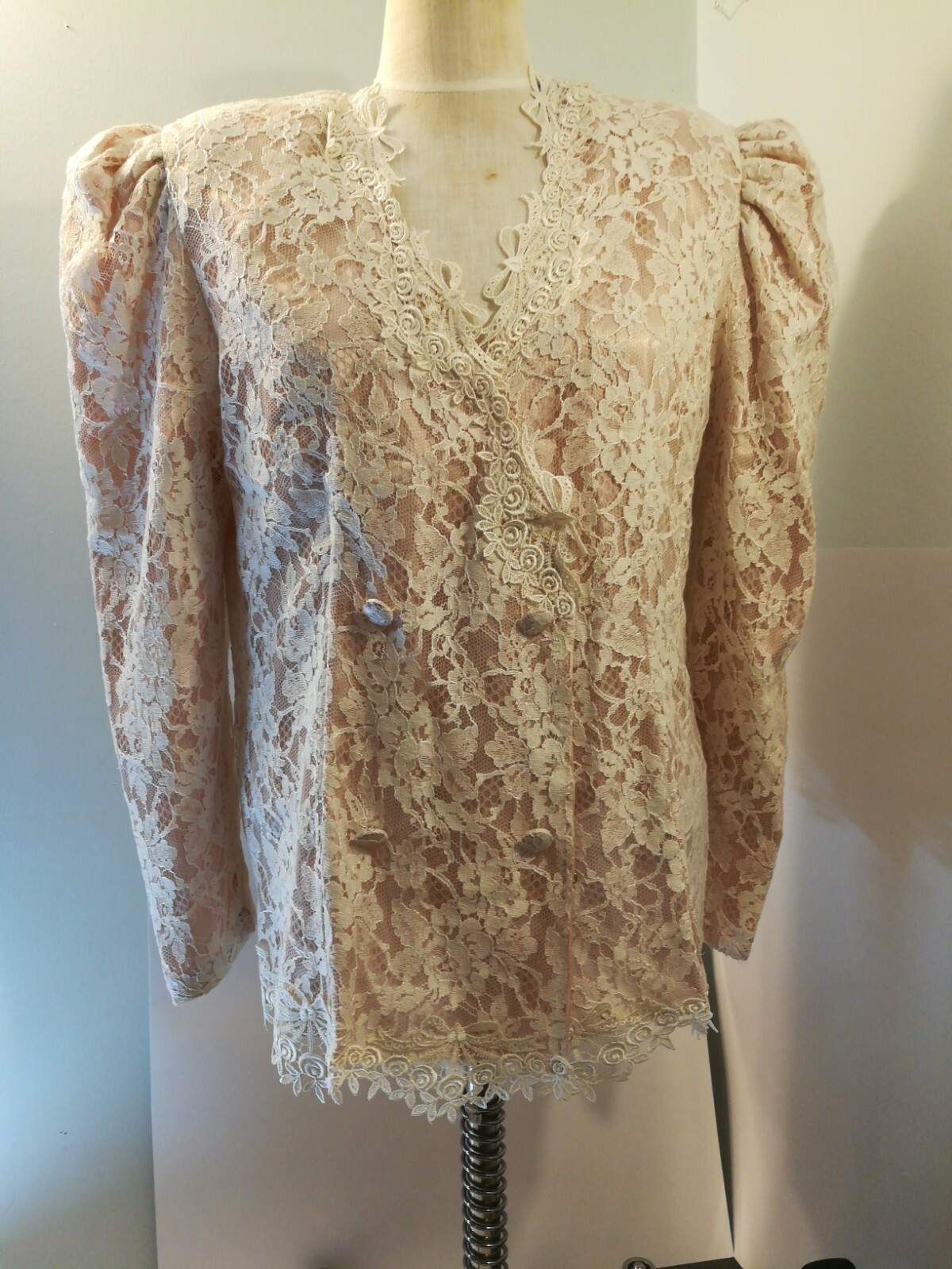 Vintage Susan Lane’s Country Elegance Victorian Lace Sz L Double Breasted Blazer
