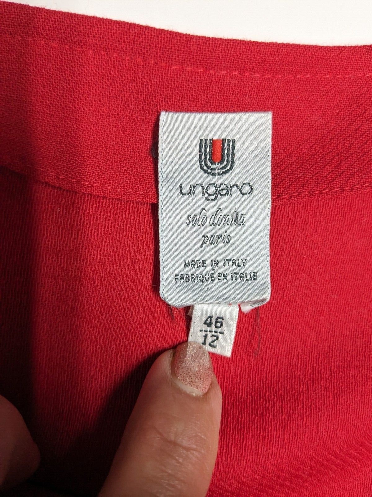 Ungaro Solo Donna Paris Vintage Dress Women US 12 / EU 46 Buttons Wool Red Italy