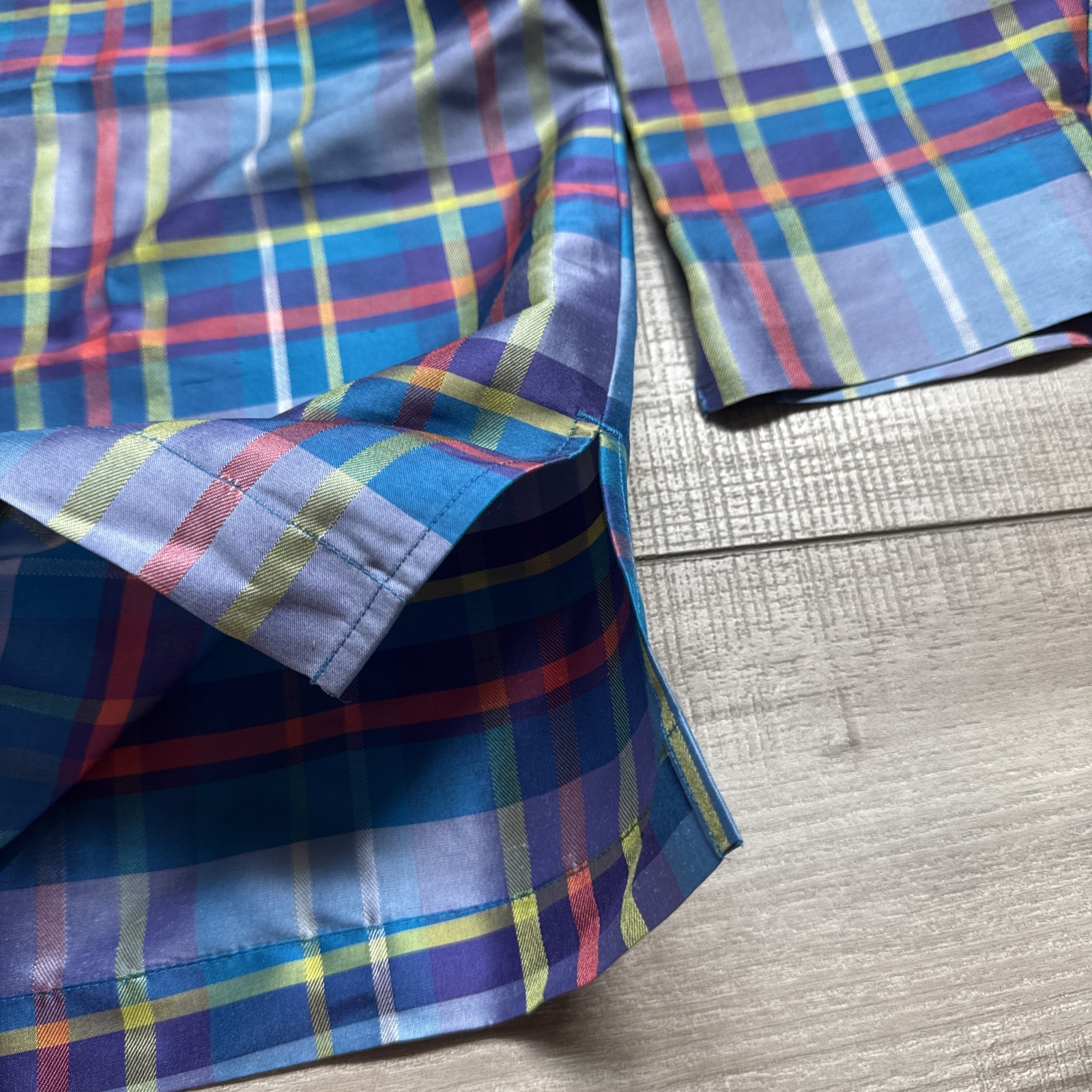 Vintage 90s Preston & York Silk 2pc Pajama Set Top Pants Plaid Womens M/ L Blue