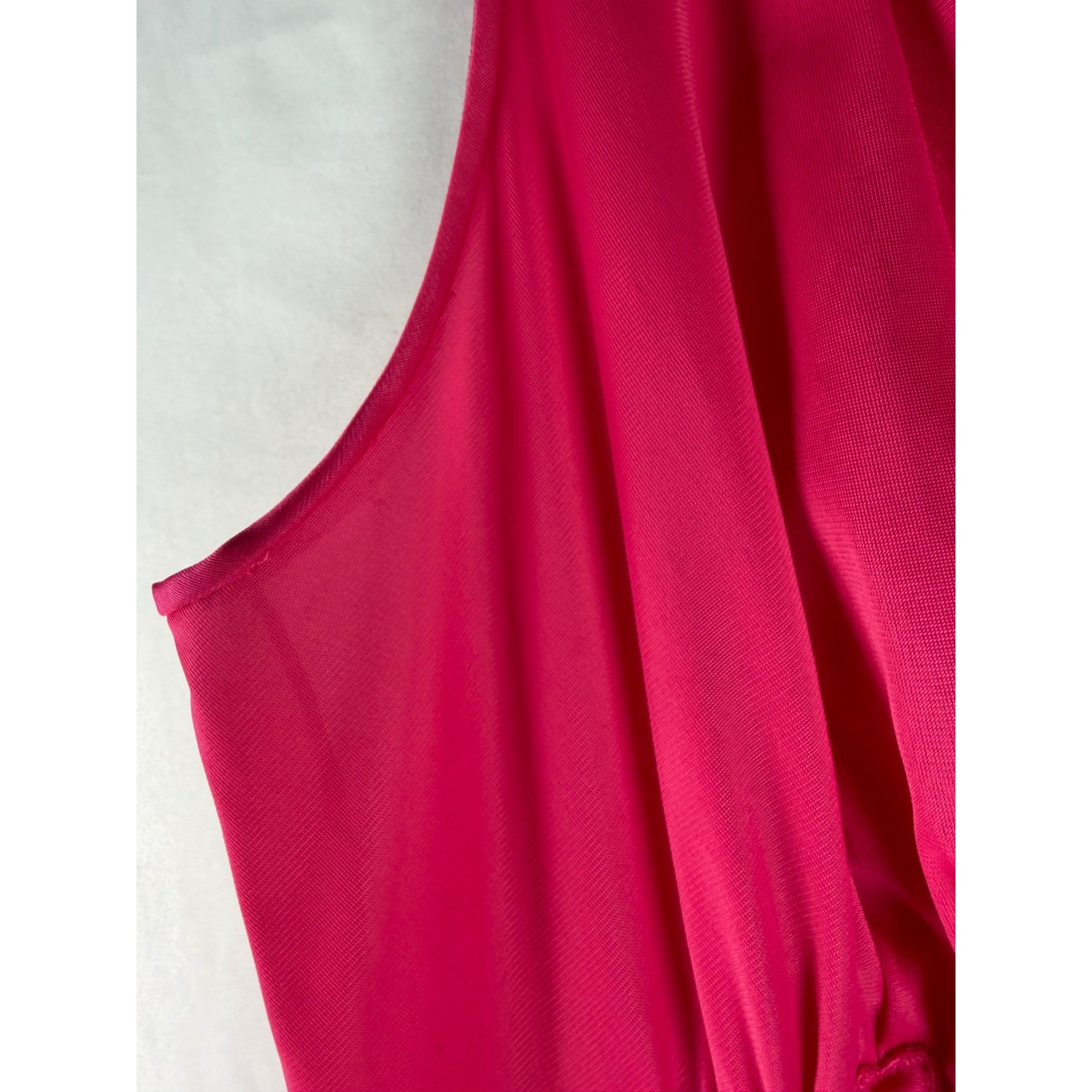 Vintage Vanity Fair Hot Pink Maxi Nightgown Lace Empire Waist Fuchsia Size 34