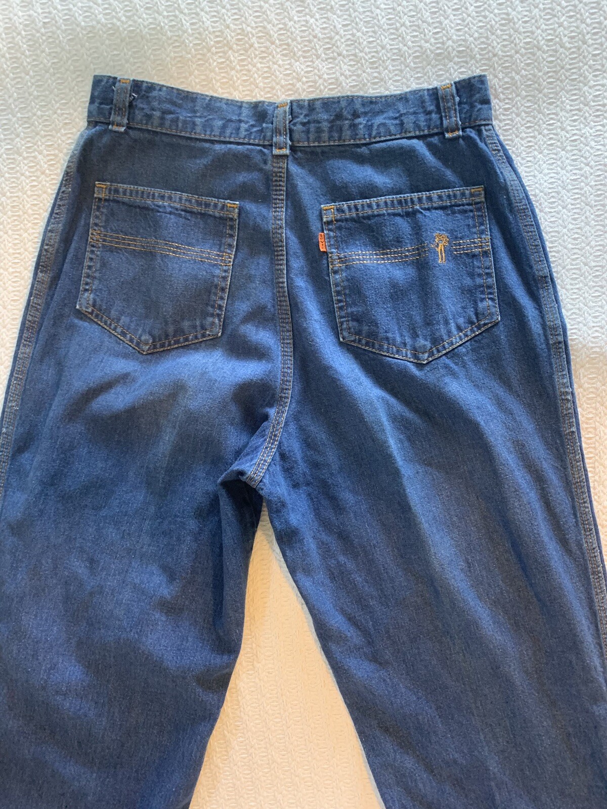 Vintage 70s Levi’s Dark Jeans Classic Straight Cut Orange Tag Embroidered Sz 14