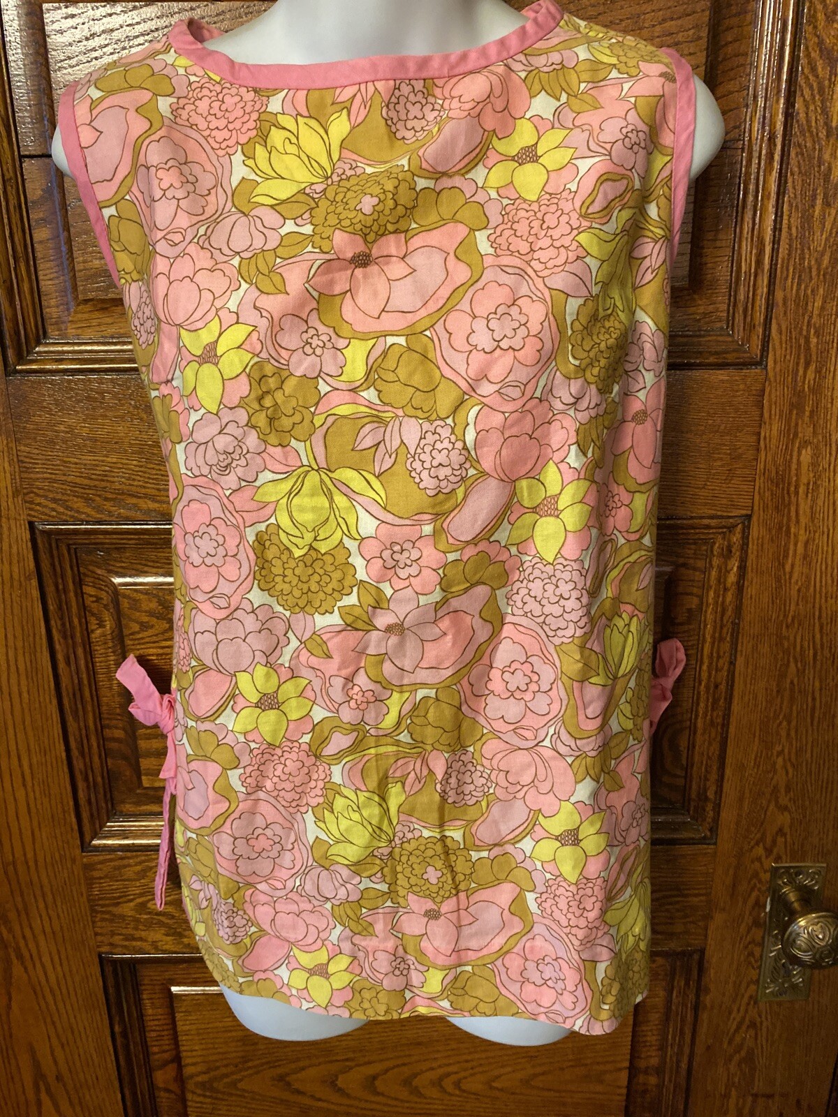 Vintage 60s-70s ELLEN TRACY Sleeveless Apron Style Pinafore TOP, Size 13/14