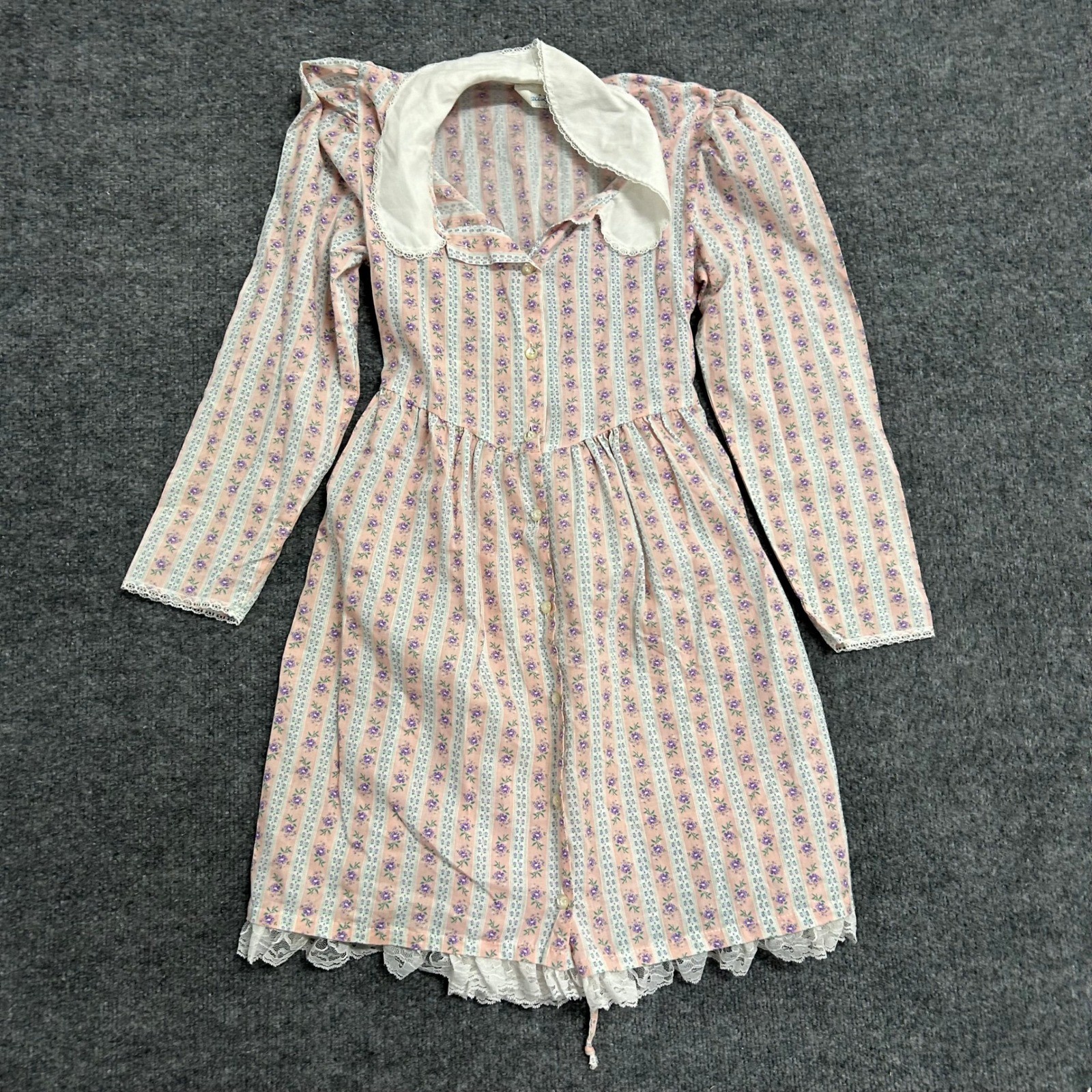 My Traci Lynn Romper Womens Size S Pink Floral Lace Peter Pan Collar Vintage 70s