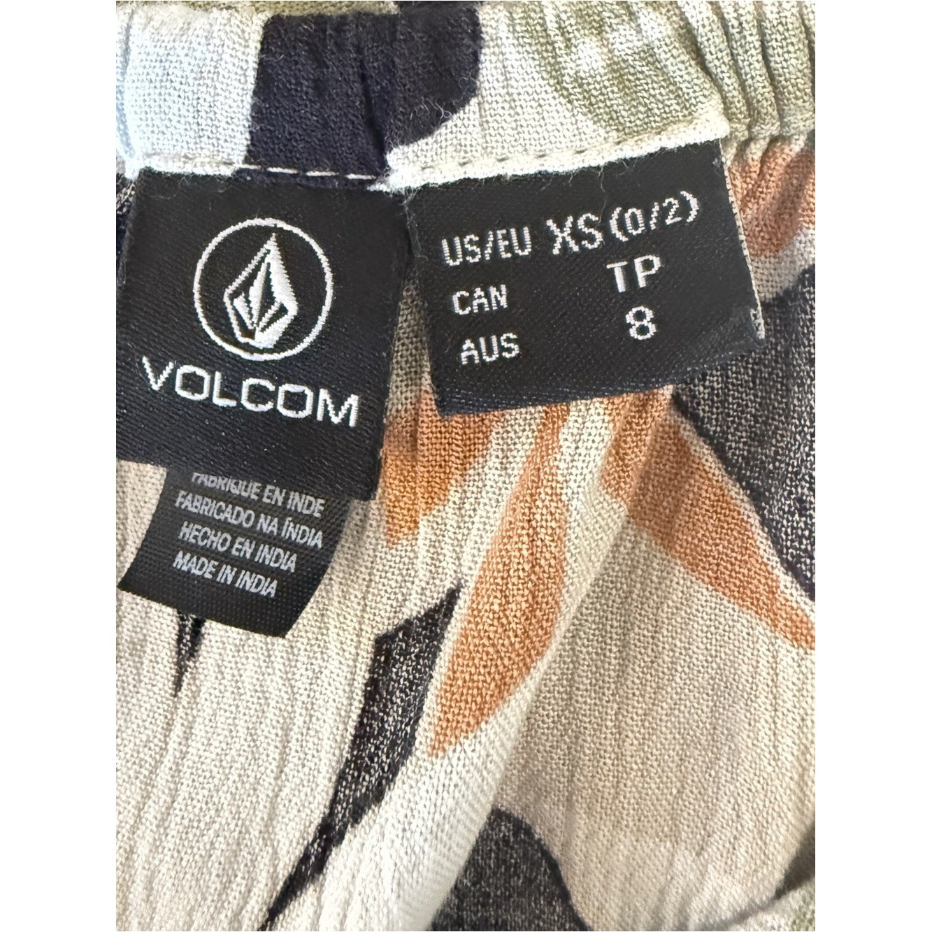 Volcom Women Waverly Tropical Leaf Cut Out Back Cami Mini Dress XS