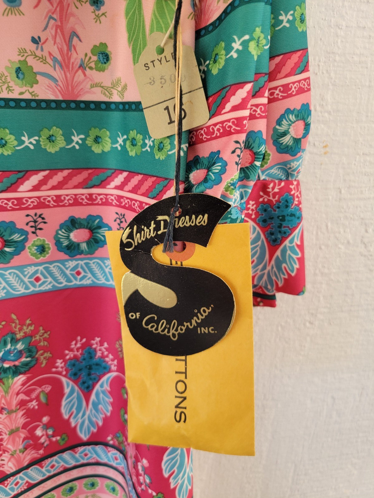 Vintage 70s Boho Floral Maxi Shirtdress NOS Deadstock Belted Size 16 Festival