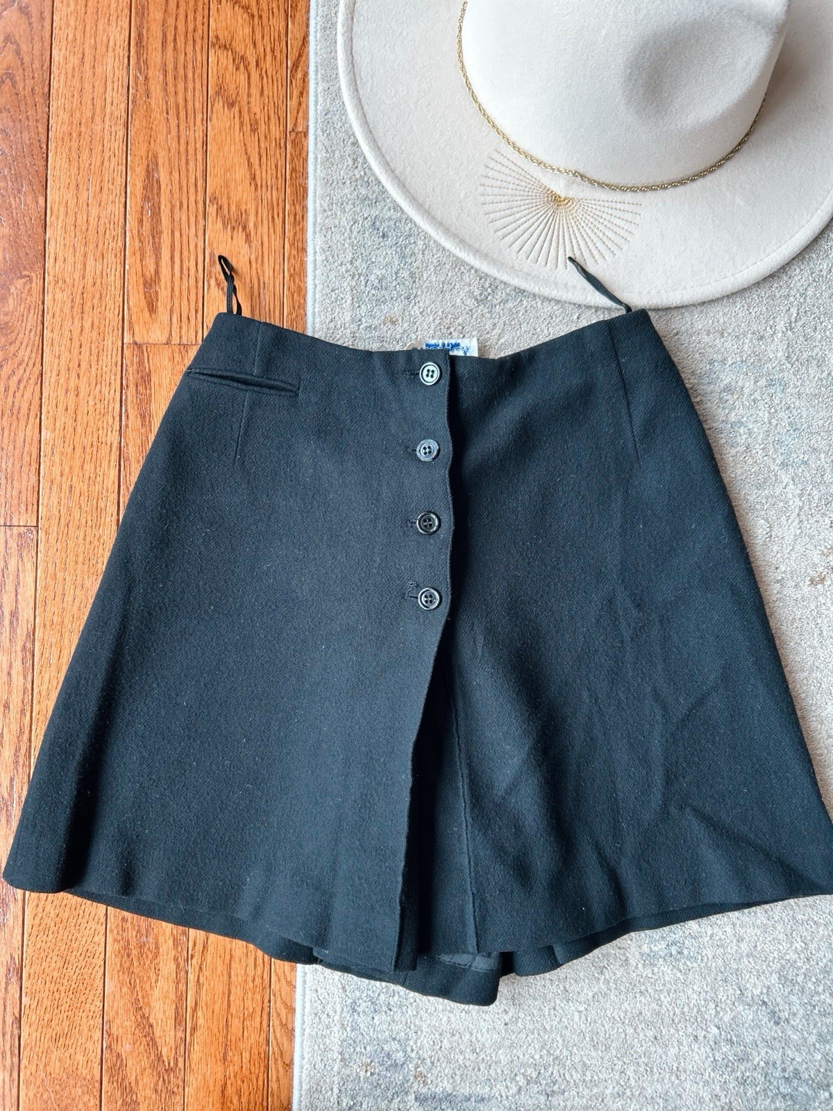 Vintage 60s Skort Black Wool Bobby Brooks Preppy Mod Retro