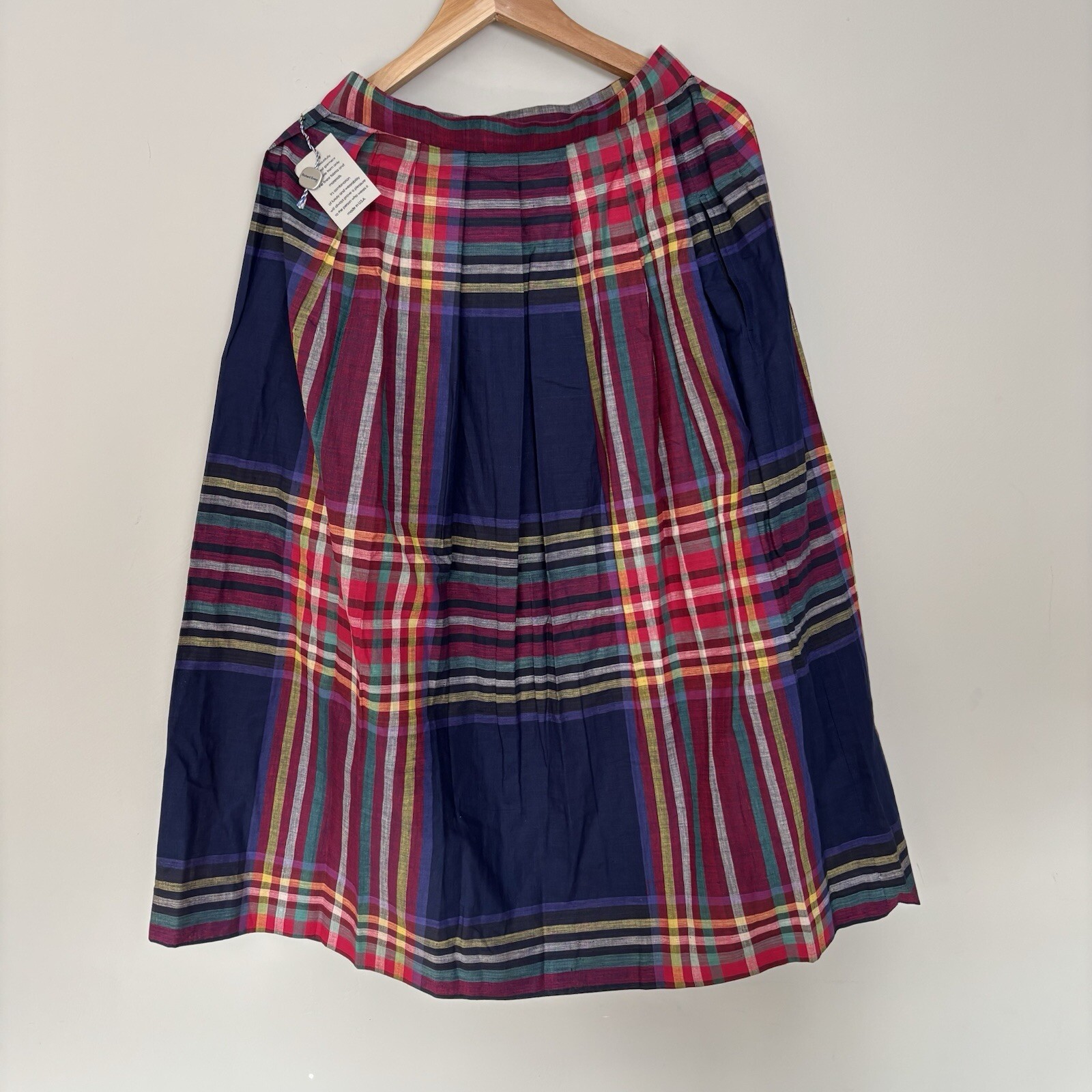 Vintage Carroll Reed of New England Multicolor Plaid Pleated Midi Skirt-10-NWT