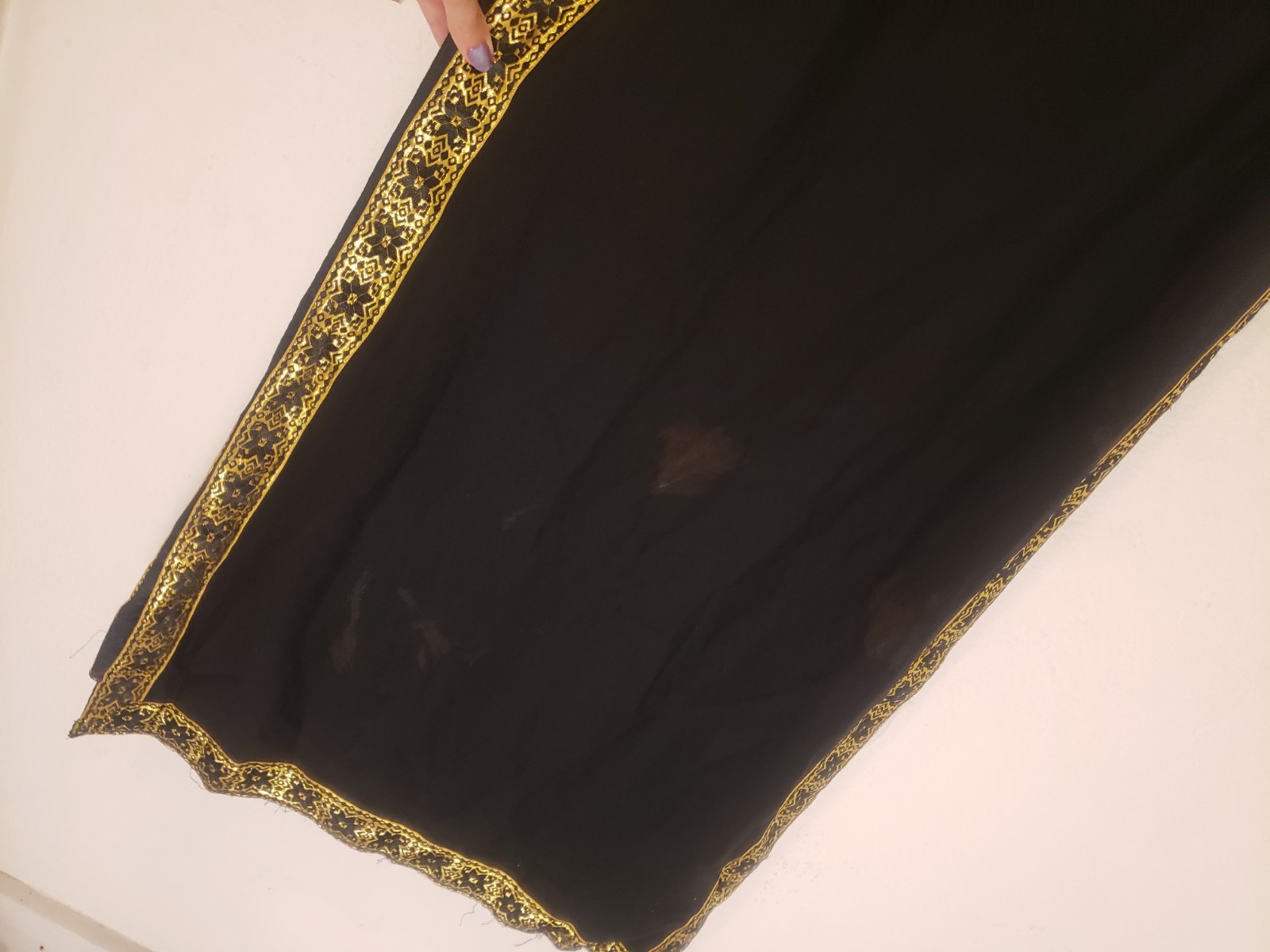 Vtg 60s 70s Grecian Style High Side Slits Maxi Dress Sz M AS IS Black Gold