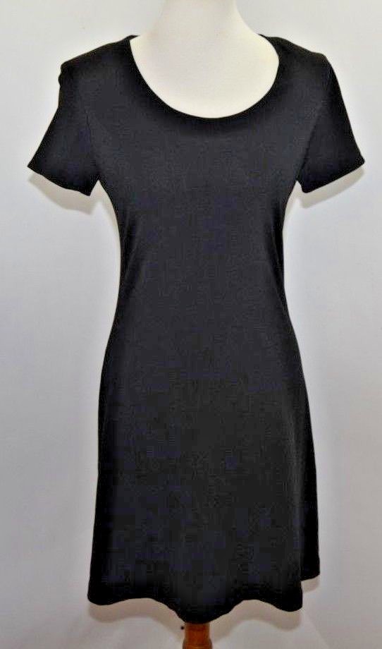 VTG Hampton Nites Classic Solid Black Cap Sleeves Shoulder Pads Dress Womens 4