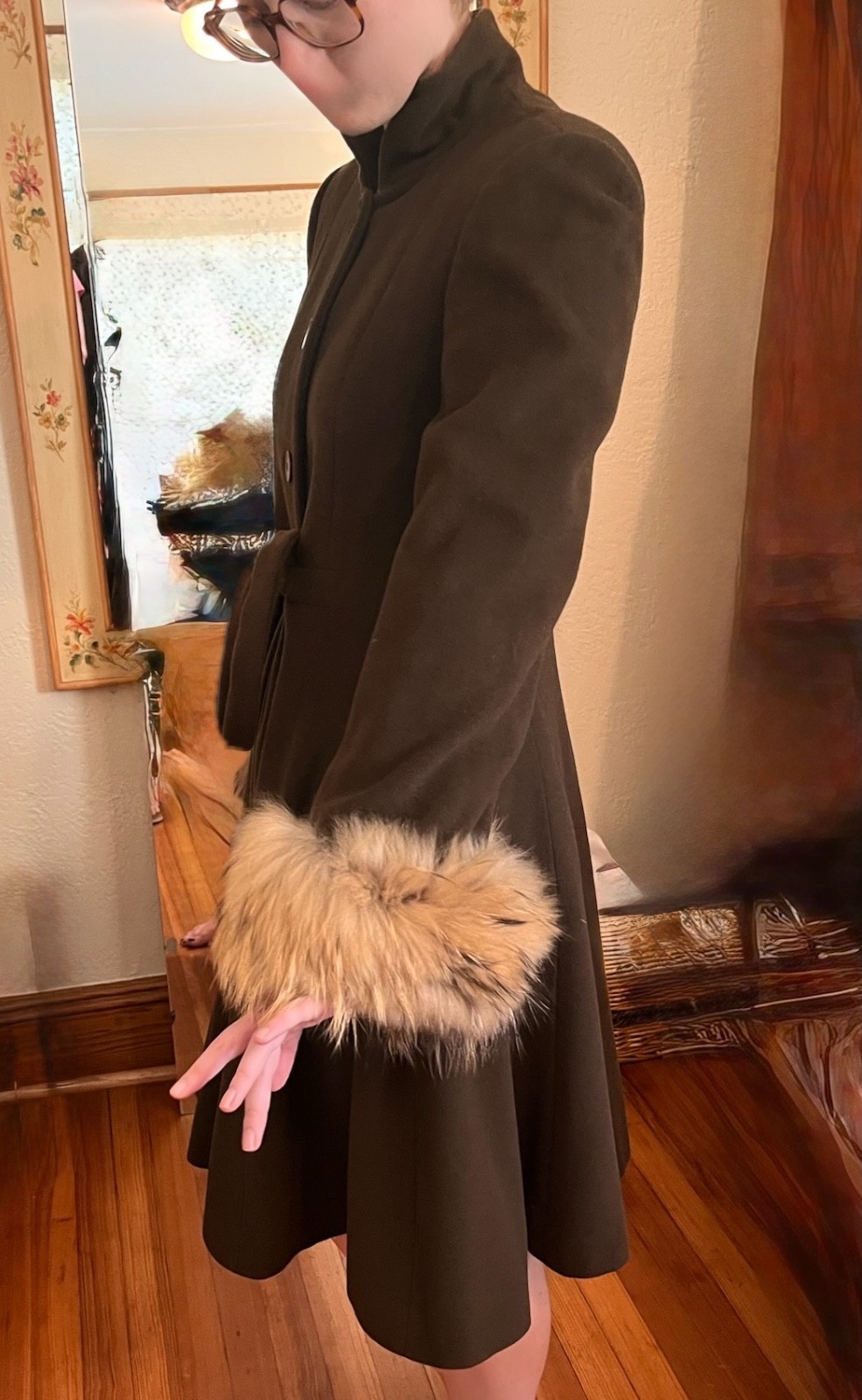 Vintage Giorgio Armani Coat Wool Angora Fur Camel Hair-Made In Italy 38/4