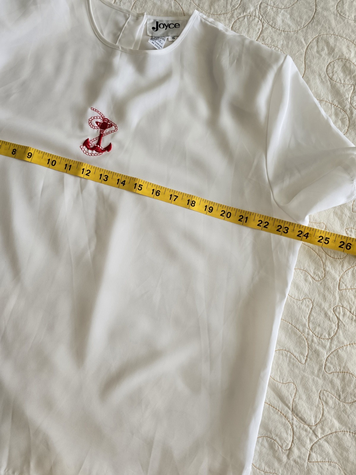 Vintage 80s 90s Embroidered Anchor Blouse Womens Plus Size 16 1XL Preppy Joyce