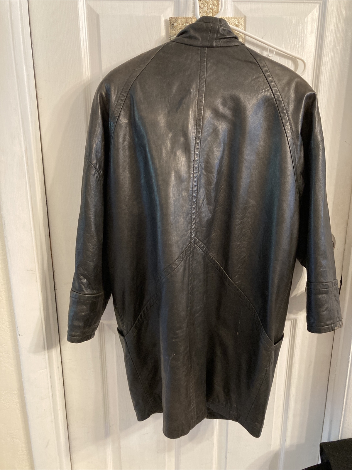 Woman’s Vintage Leather Overcoat Jacket Made By Vakko XS