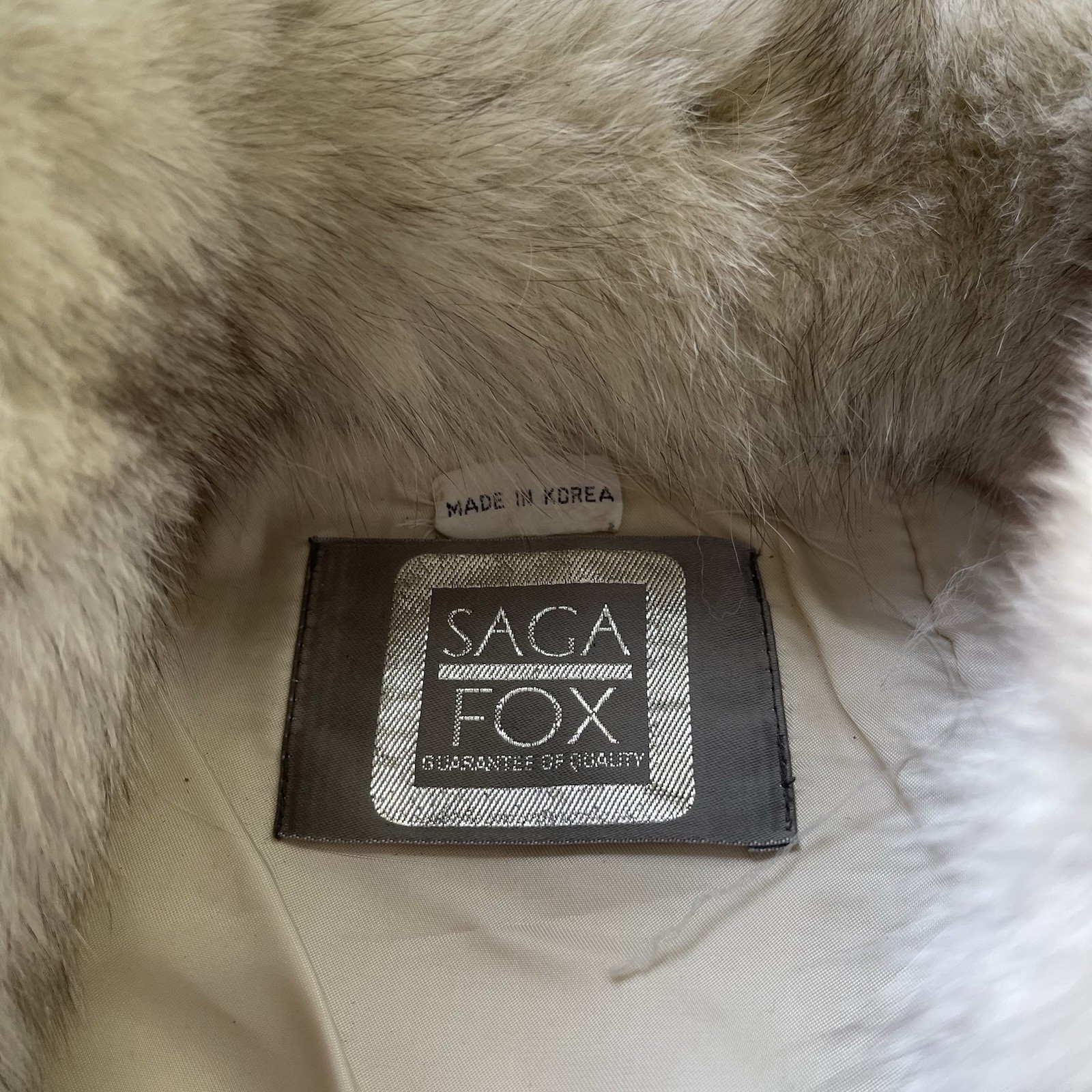 VTG Saga Fox Fur Jacket Coat Size Small Gray Leather 70s Blue Fox Mobwife Y2K