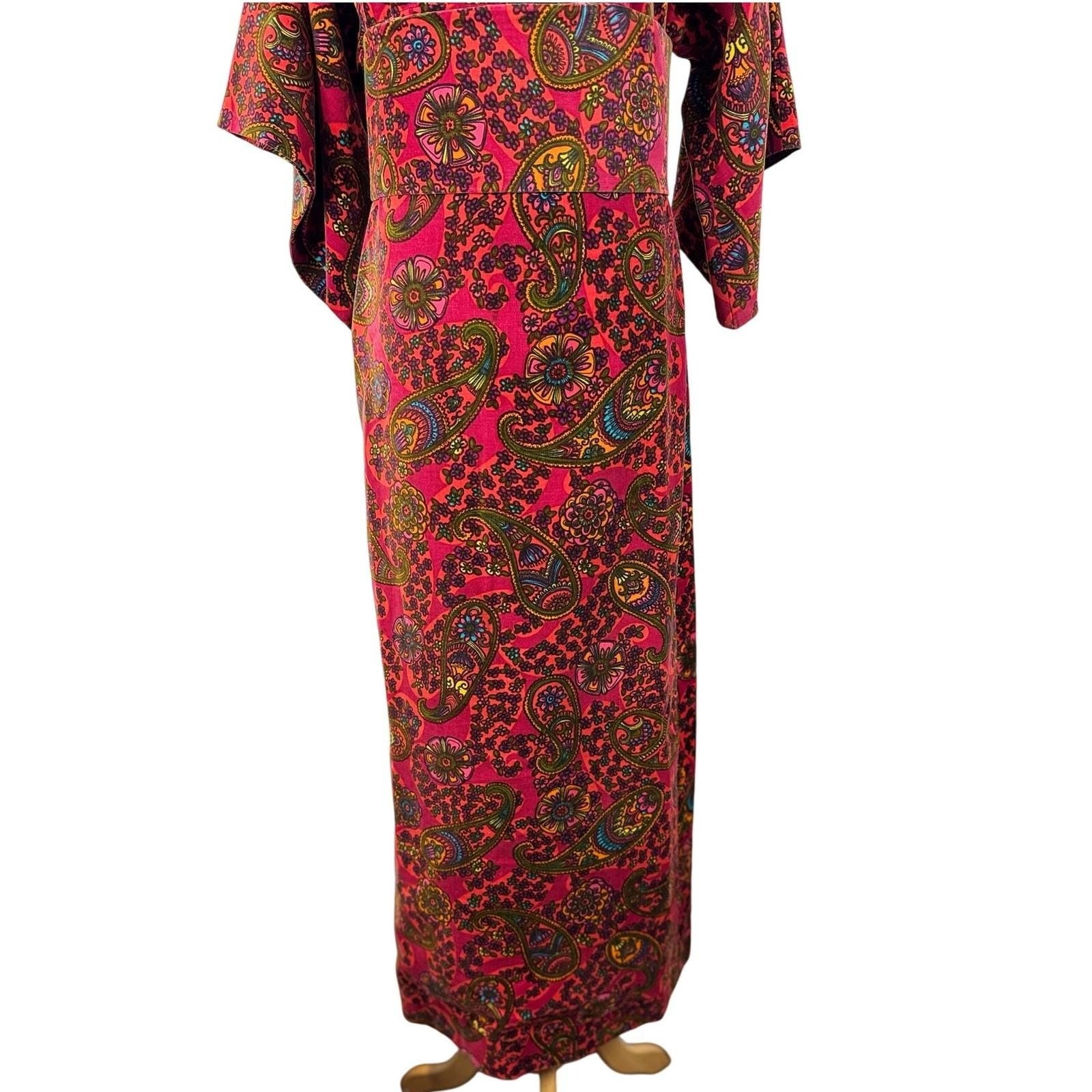 intage 70s Velvet Paisley Boho Maxi Dress Handmade Medium Retro Hippie Festival