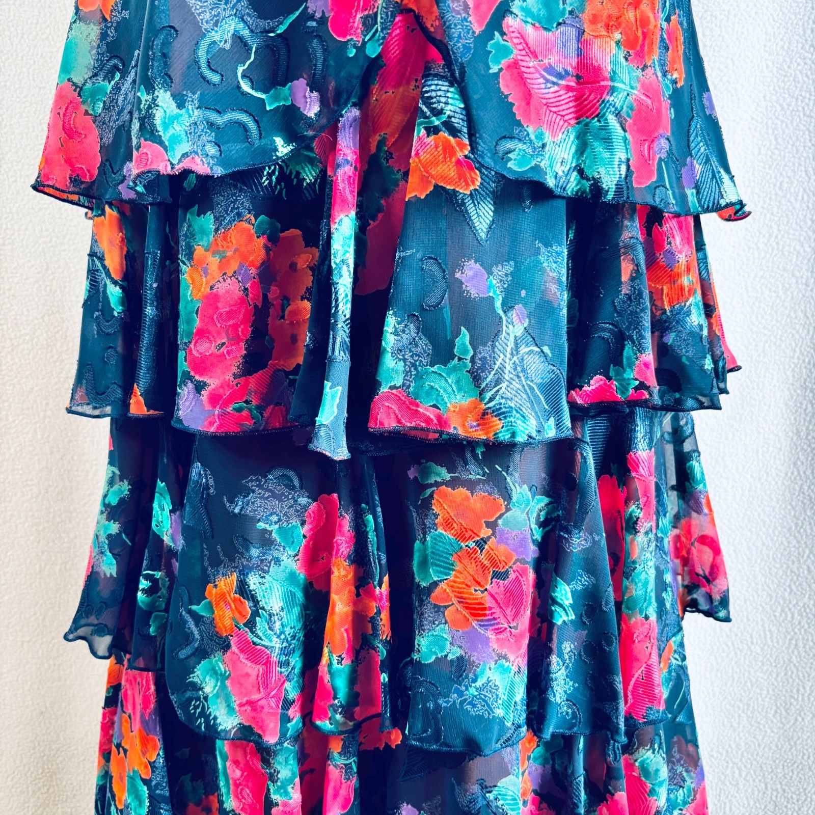 Vintage 1980s 1990s Does 1930s Blue Floral Flowing Party Dress