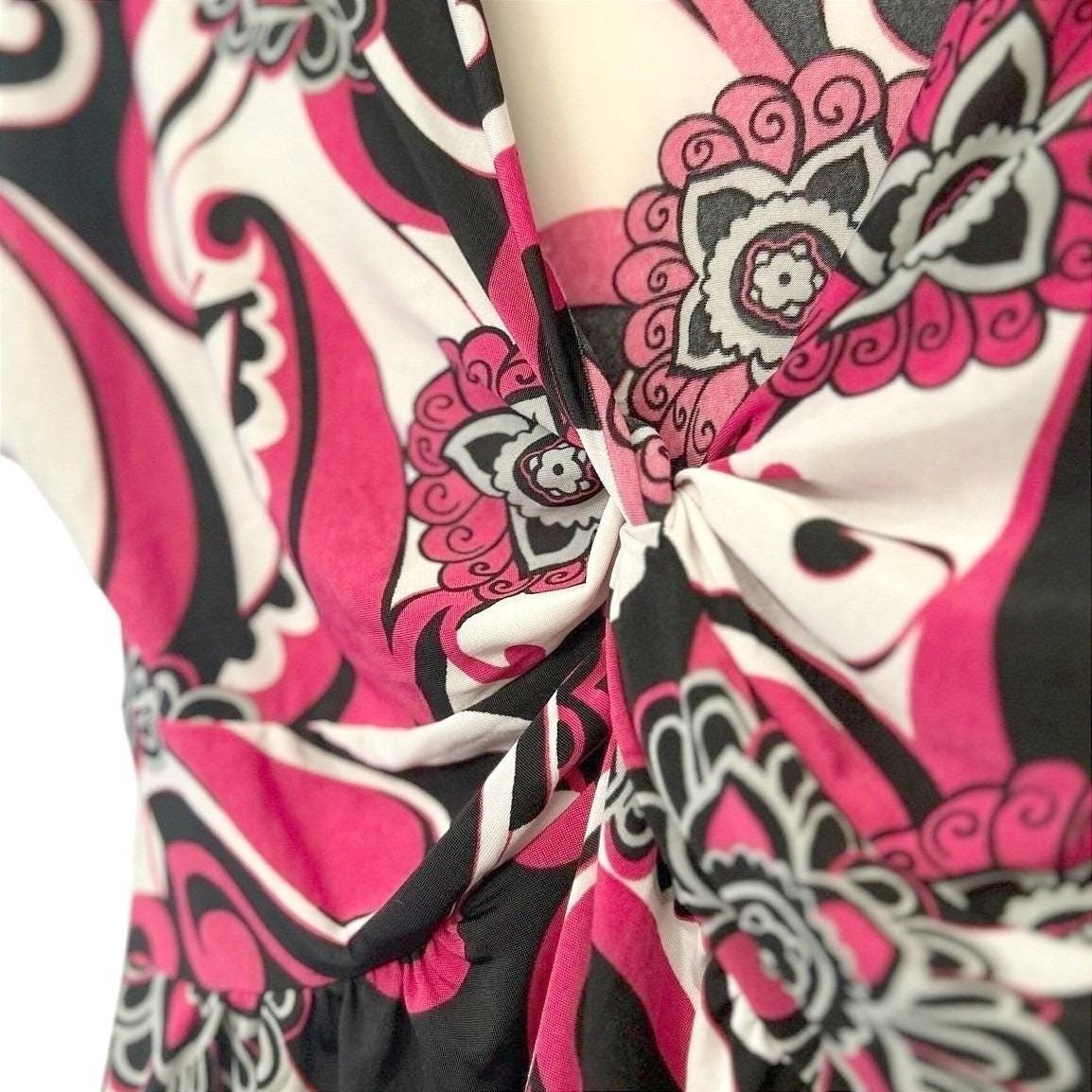 Vintage Y2K Statement Abstract Knot Front Semi Sheer Blouse M Cybergoth Top