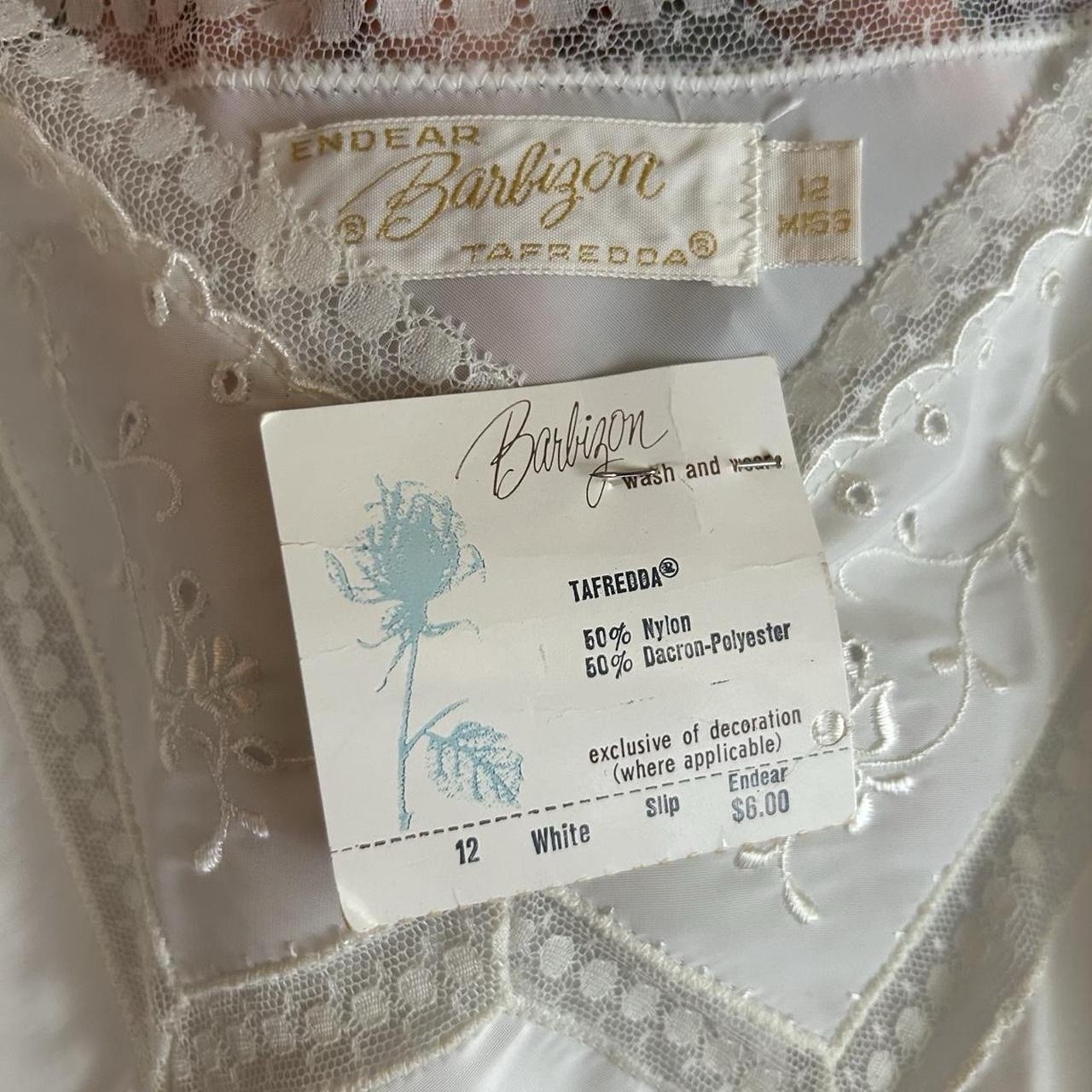 Vtg Deadstock Barbizon Endear 50s/60s White Tafredda Slip lace ruffle Sz 12 Miss
