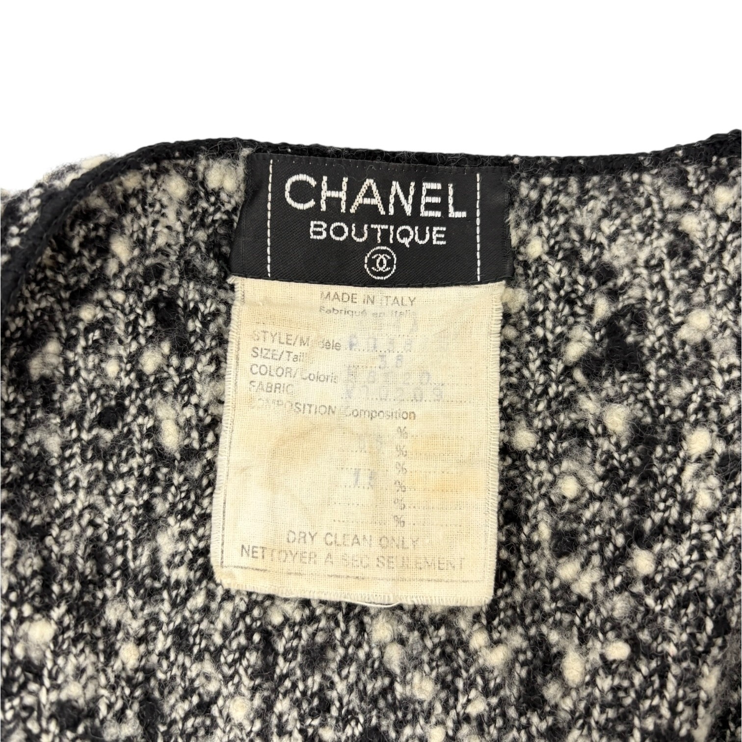 CHANEL Vintage 94A CC Logo Button Sequins Knit Sweater Dress #38 Black Wool