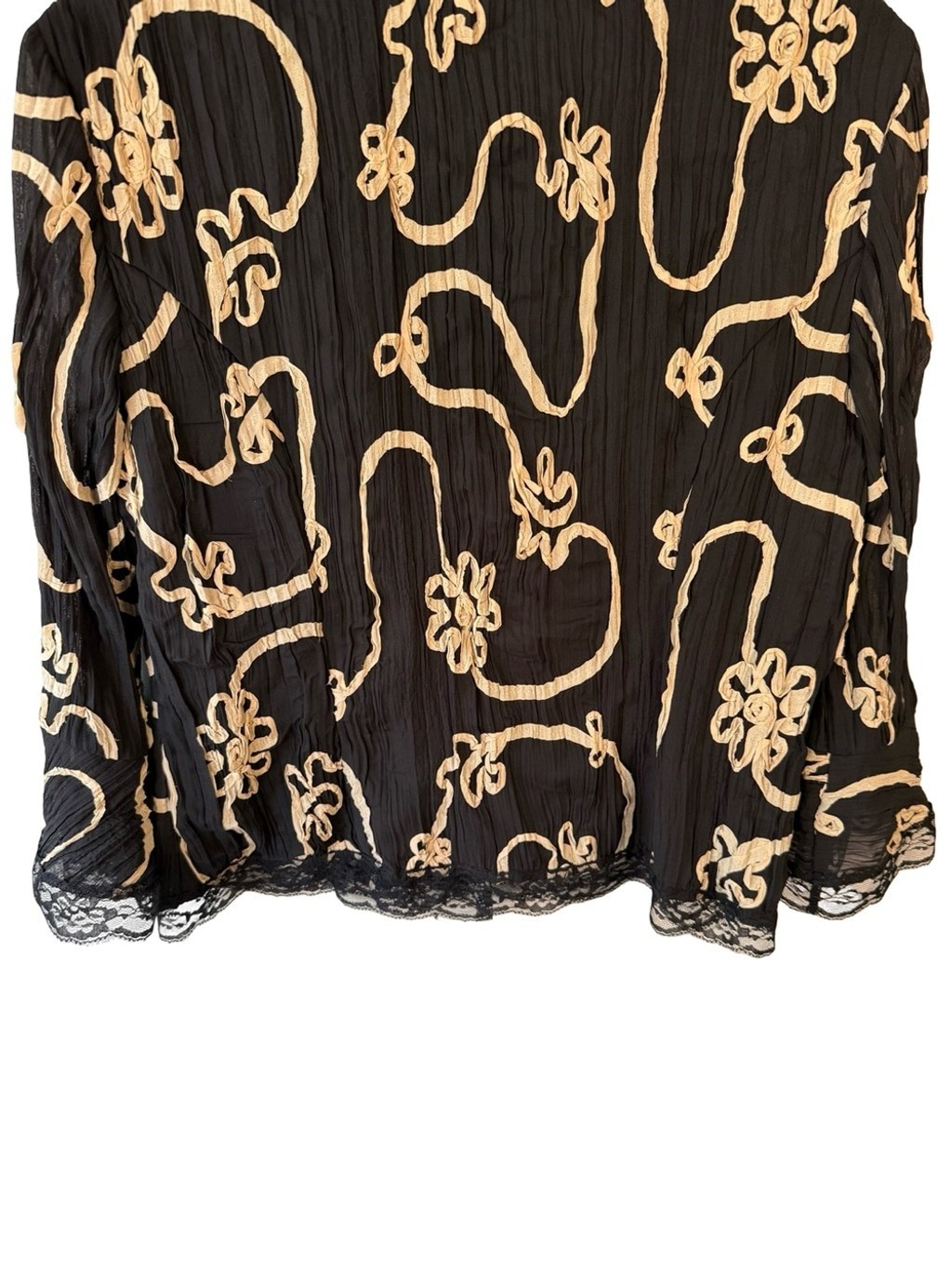 Vintage Joseph Ribkoff Black Tan Lace 3/4 Blazer Jacket Size 14 Wedding Office