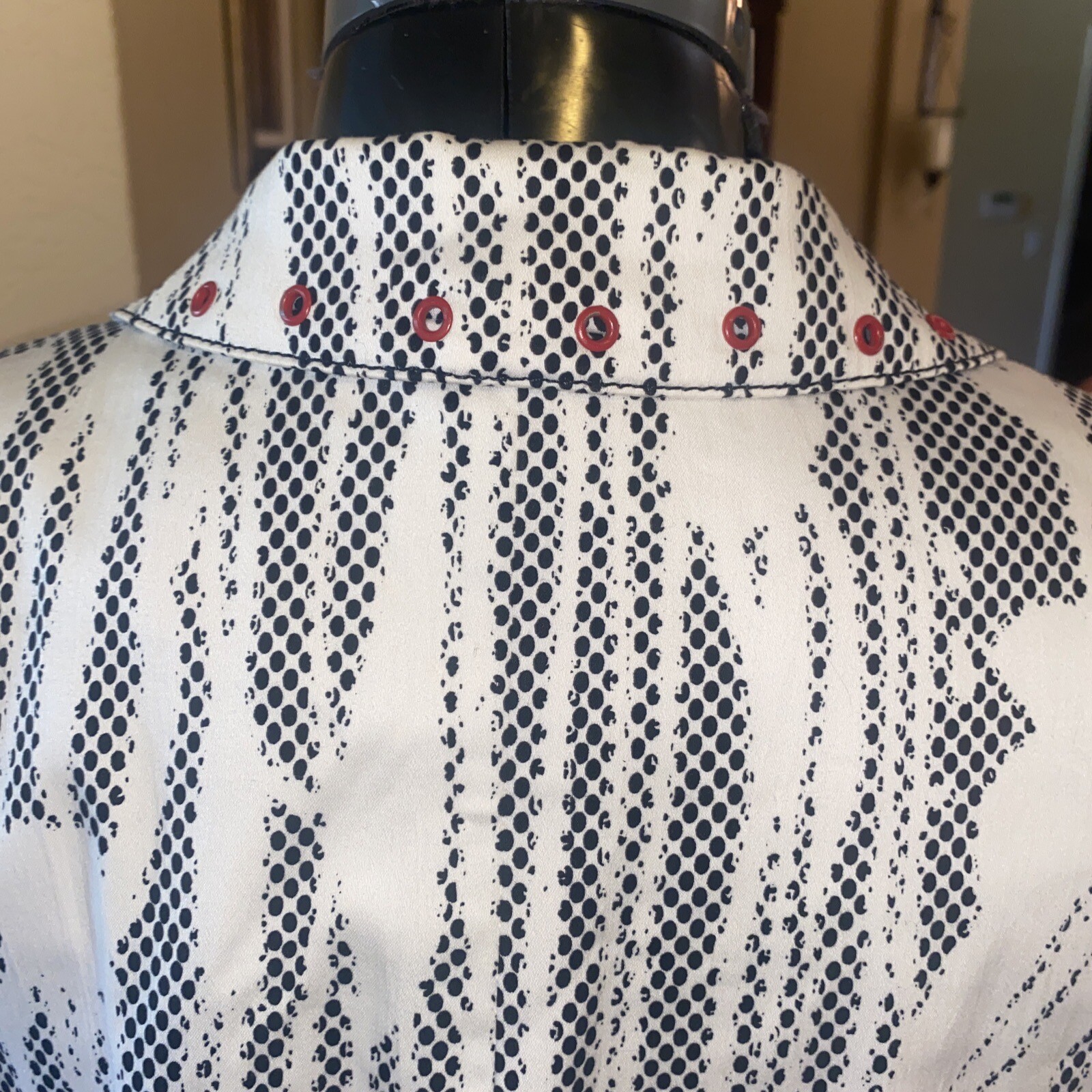 Vintage Alberto Makali Blazer Jacket Black White Snake Print Grommets Women 14