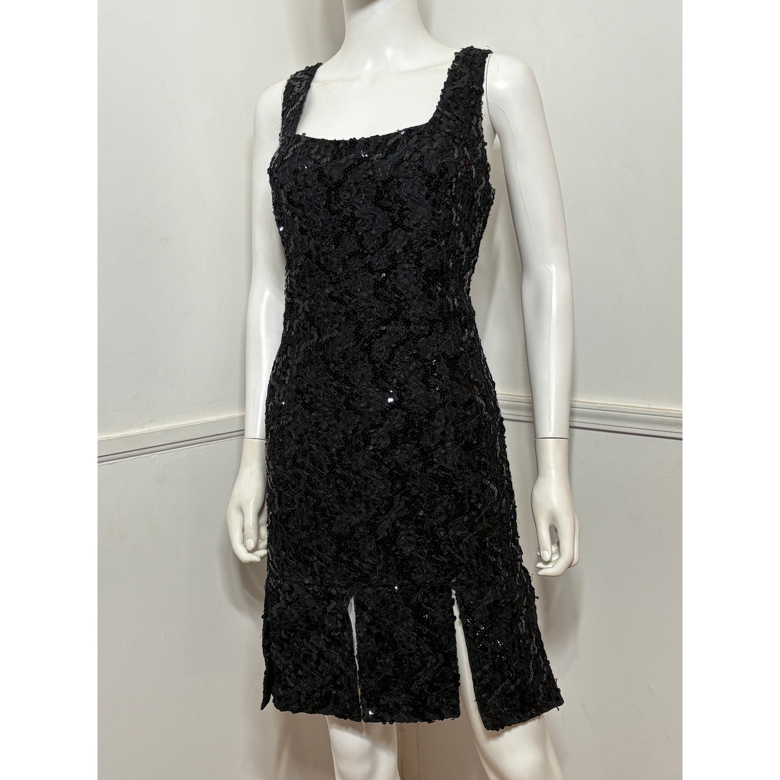 Extra Large 1980s Vintage Sequined Carwash Hem Mini Dress by HW Collections