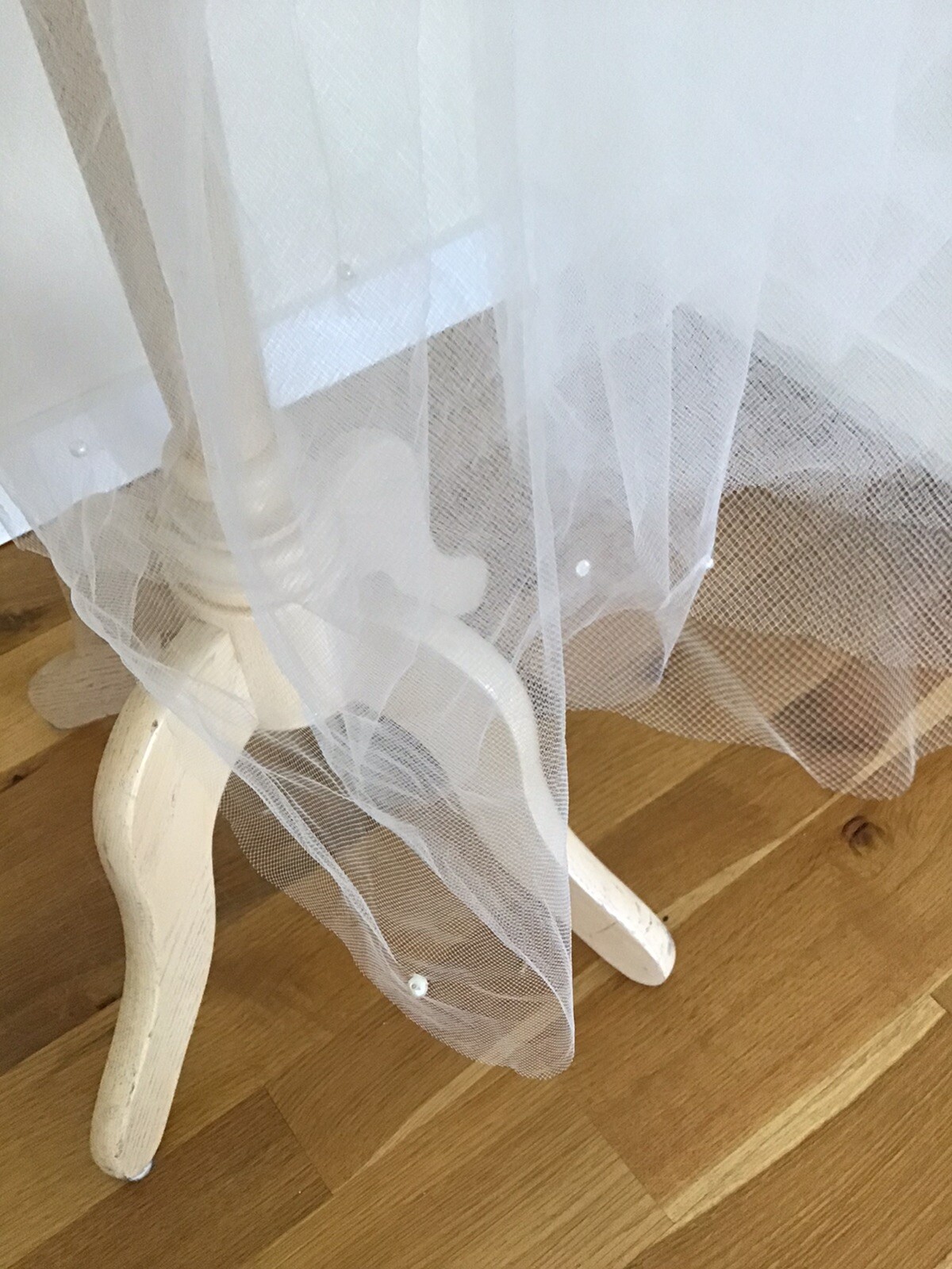 House of Bianchi Finger Tip Length Beaded Headband Double Layer Veil