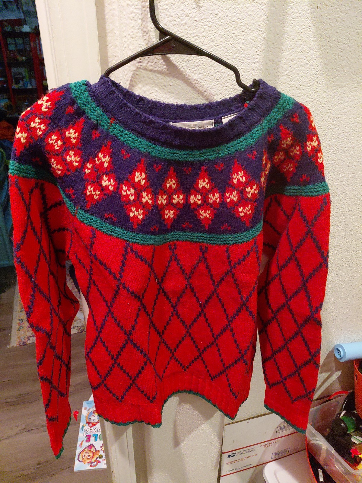 Vintage Northern Isles 100% Wool Fair Isle Sweater Women’s L – Nordic Knit