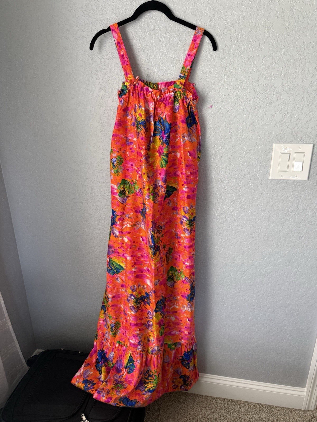 Sun Fashions of Hawaii vintage Vibrant Pink Tropical Maxi Dress Size 10