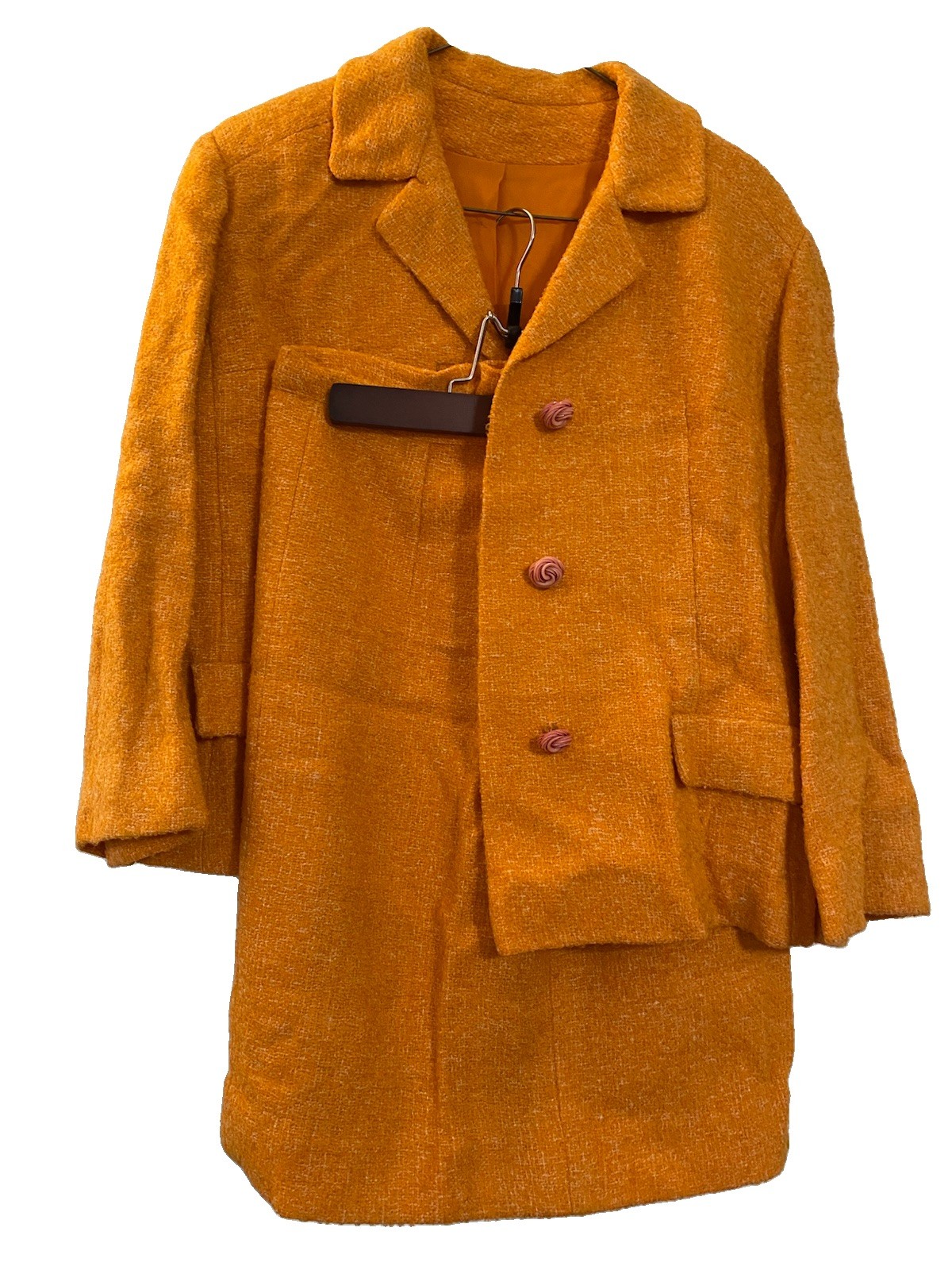 1960s Vintage Orange Women’s Suit Jacket & Skirt Set Size Small/X Small