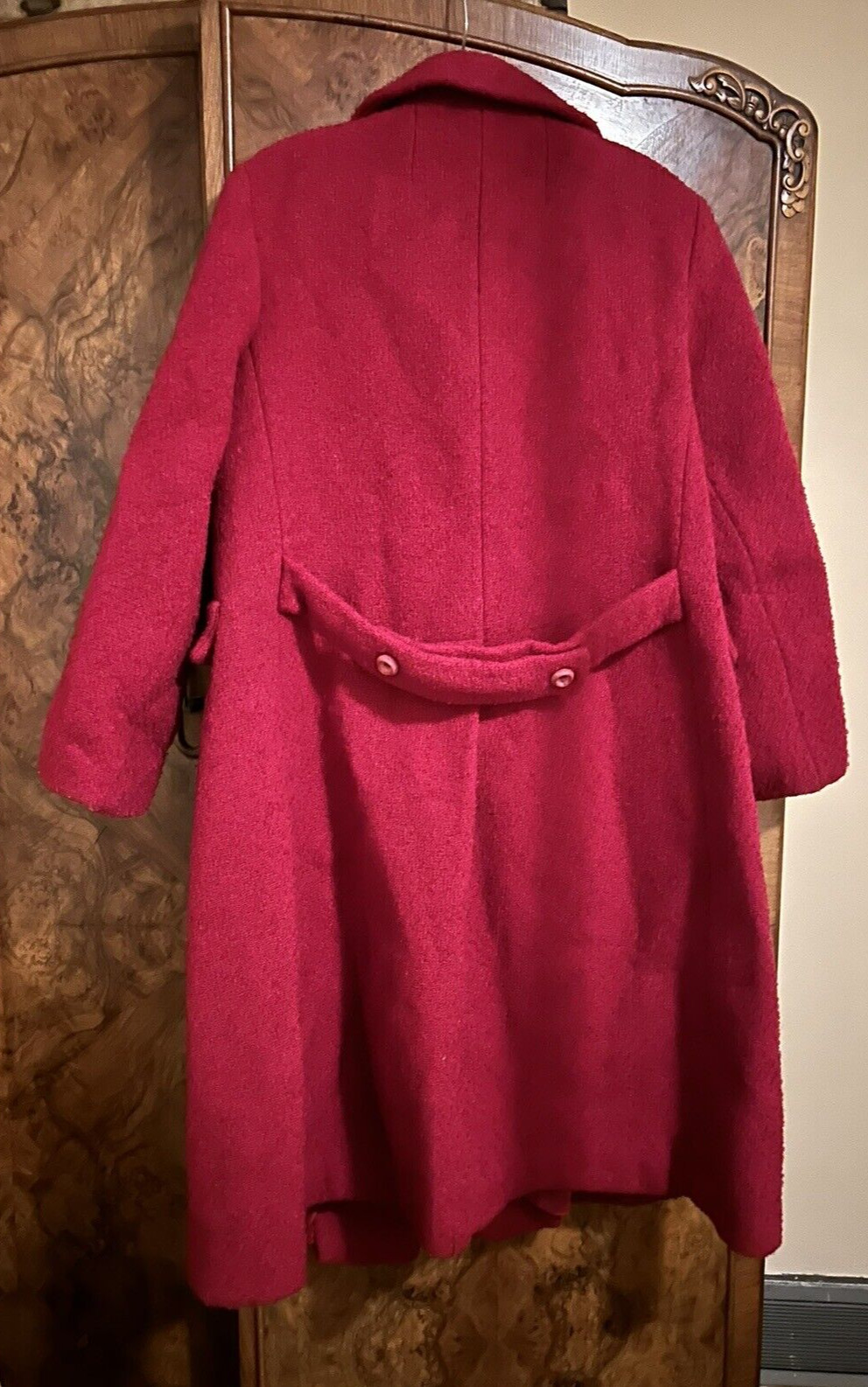 Vintage 1960’s Red Boucle Coat Long Med/Lg Valentine’s ILGWU label Made in USA