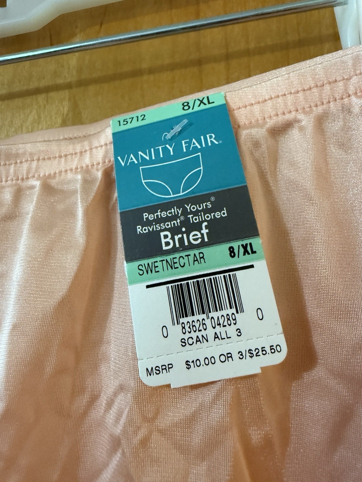 Vanity Fair Panties 15712 Brief Sweet Nectar Granny Panty Tagless NWT 8 XL