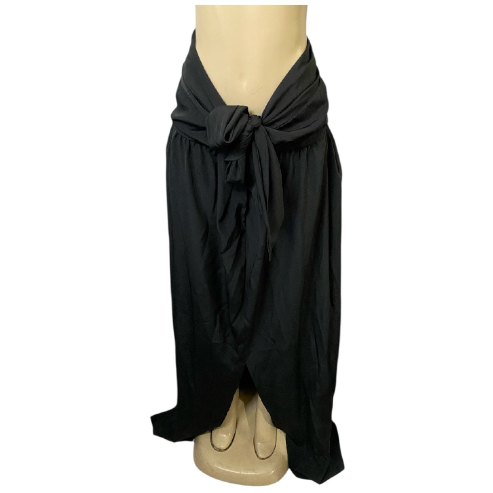 VTG 80s Black Satin Gown Multifunctional Dress & Skirt Sz M Retro Goth Grunge