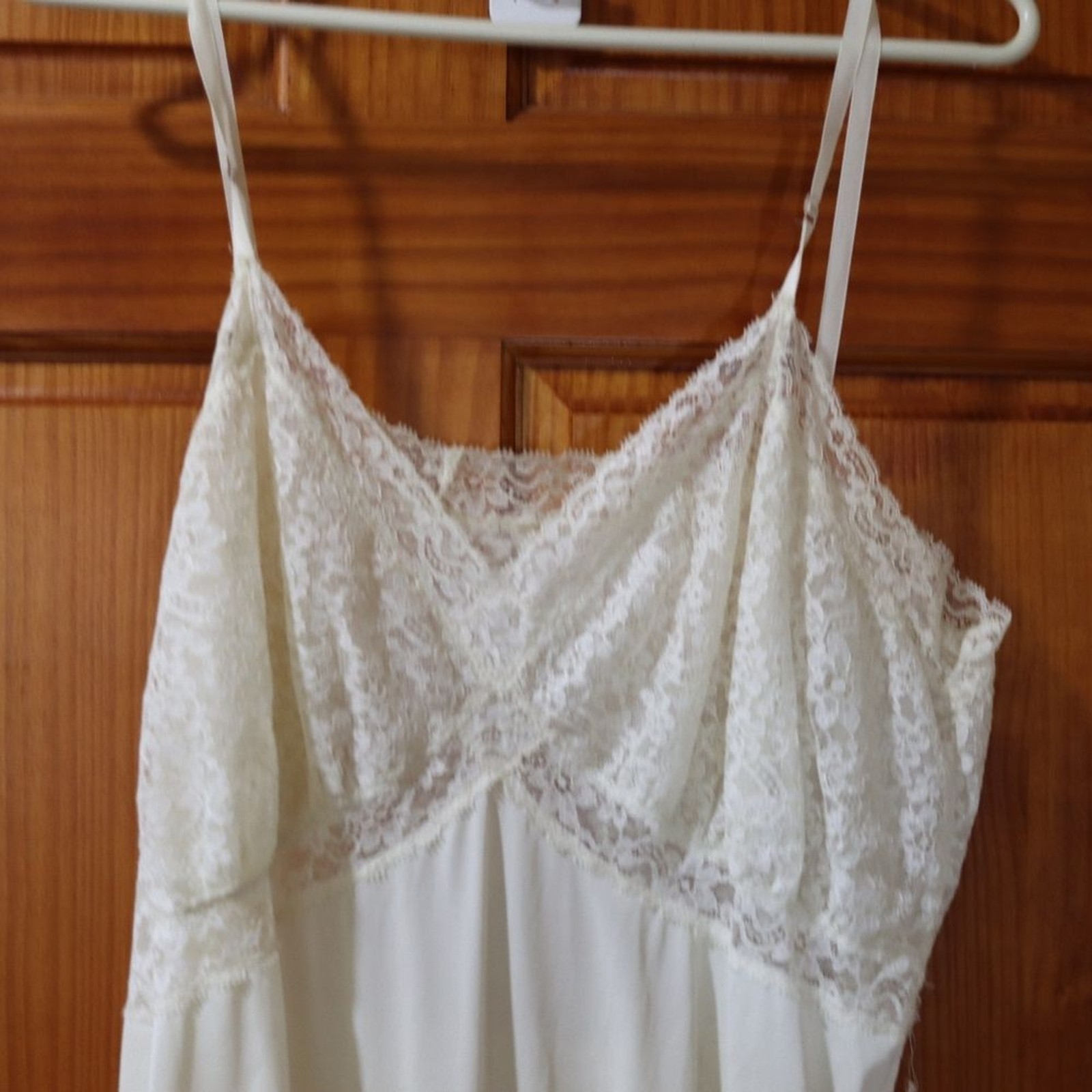Van Raalte Vintage 1955 Off White Lace Pleated Slip Dress Large Nylon