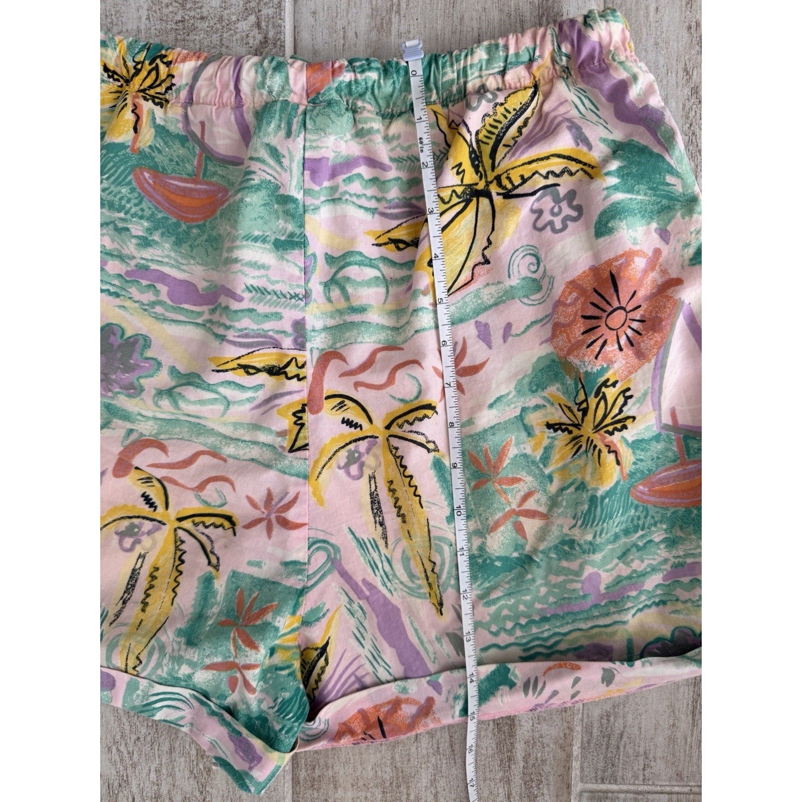 Vintage 80’s Shorts Energie bi currants Cotton Tropical Drawstring Shorts Large