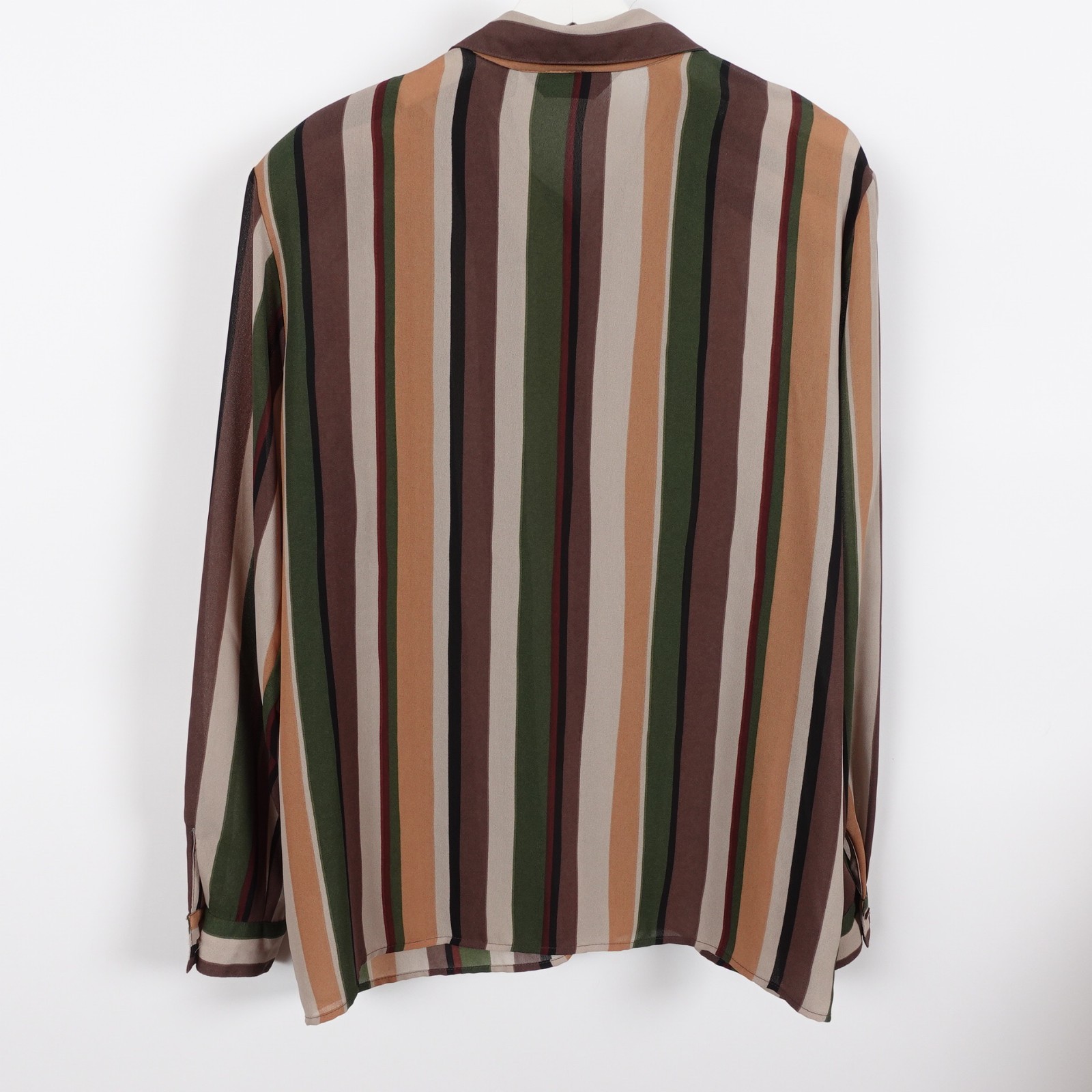 Vintage 70s Women’s Disco Shirt Striped Vertical Loubella Dagger Collar Large