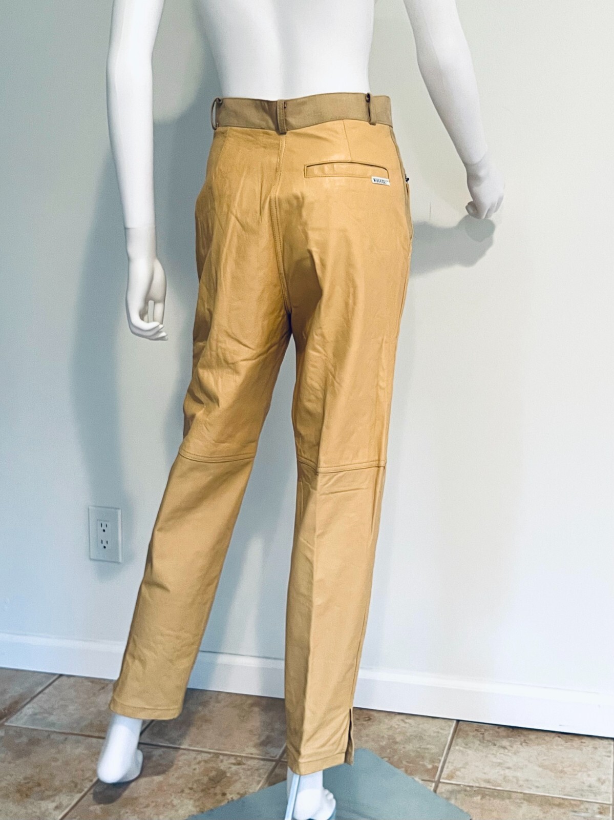 Vintage C1980s 100% Genuine Leather, Yellow Gold Pants Slacks, NEVER WORN, 8
