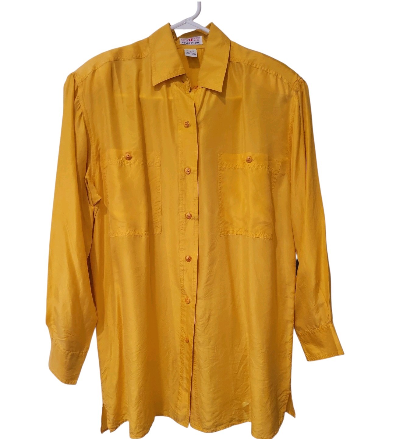 Women’s Vintage Yellow Silk Button Down Shirt