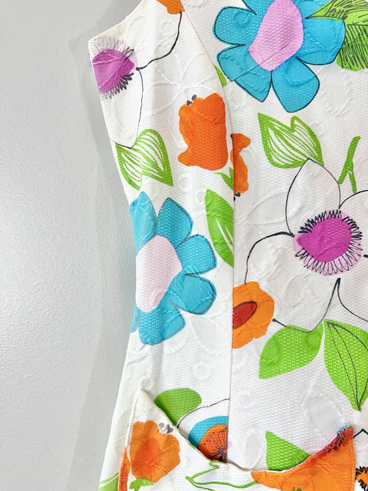 Vintage 1960s Shift Dress Flower Power Mod Hippie Cotton 60s Rainbow Medium