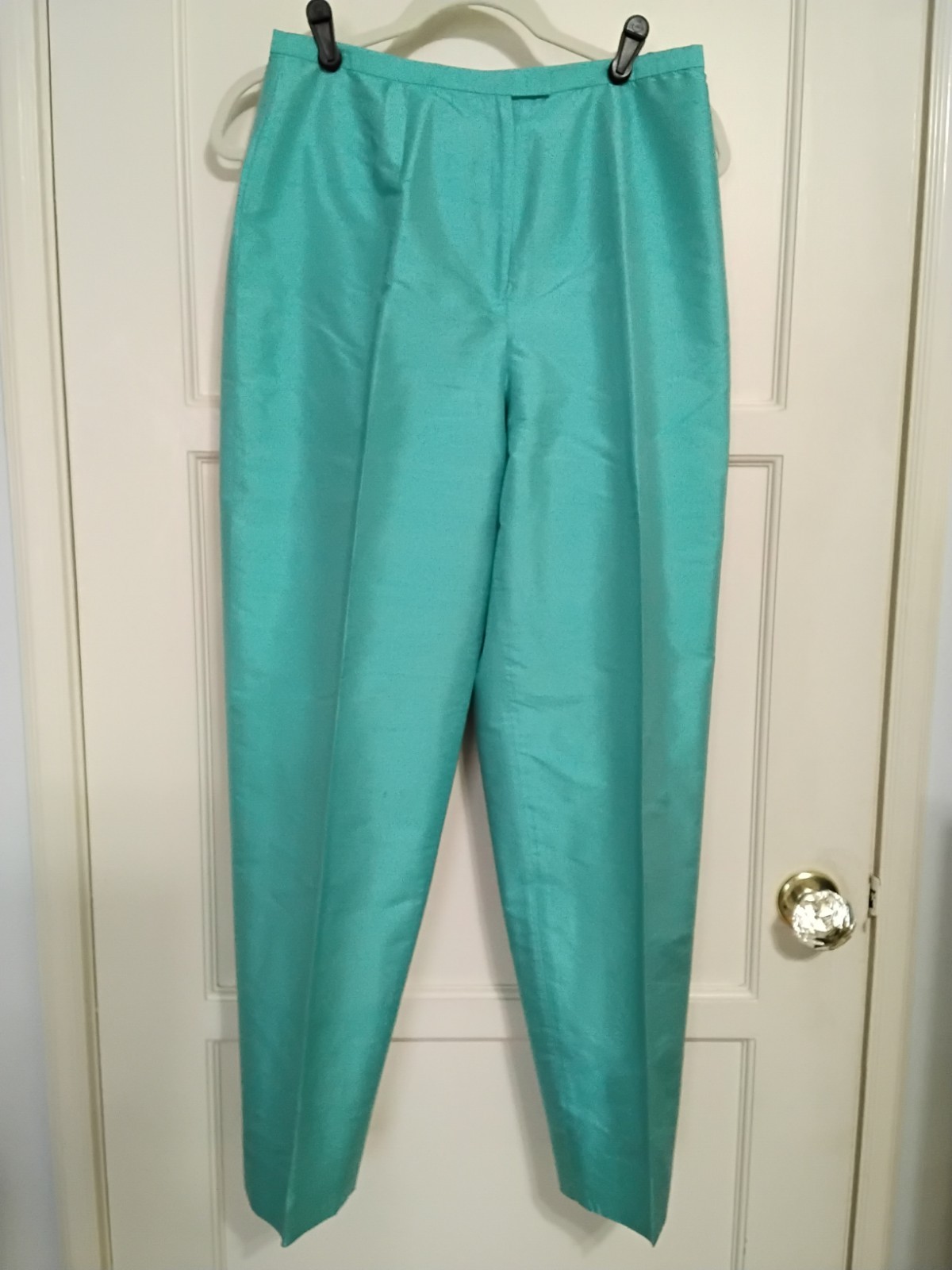 Vintage Jones New York Silk Pantsuit Sleeveless Top Turquoise Aqua Blue Sz 10