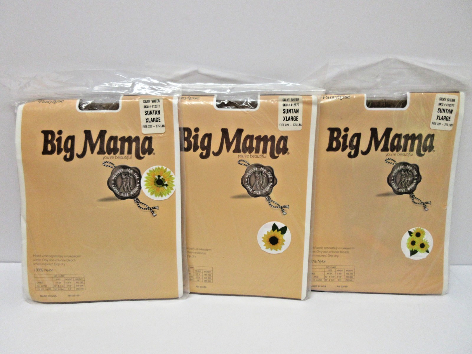 BIG MAMA Pantyhose Lot of 10 Pairs XL 220-275 lbs. + XXL 250-310 lbs. Vintage