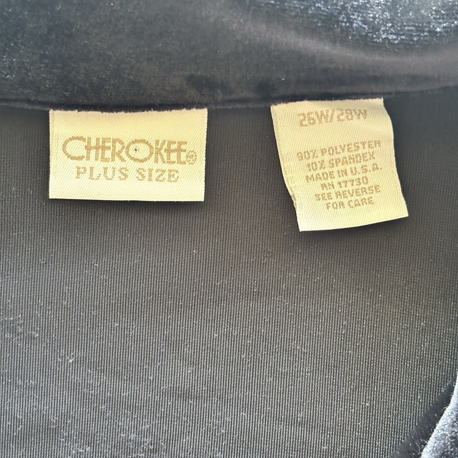 Vintage Cherokee Black Velvet Button Up Shirt Jacket Shacket 26W/28W USA Classic