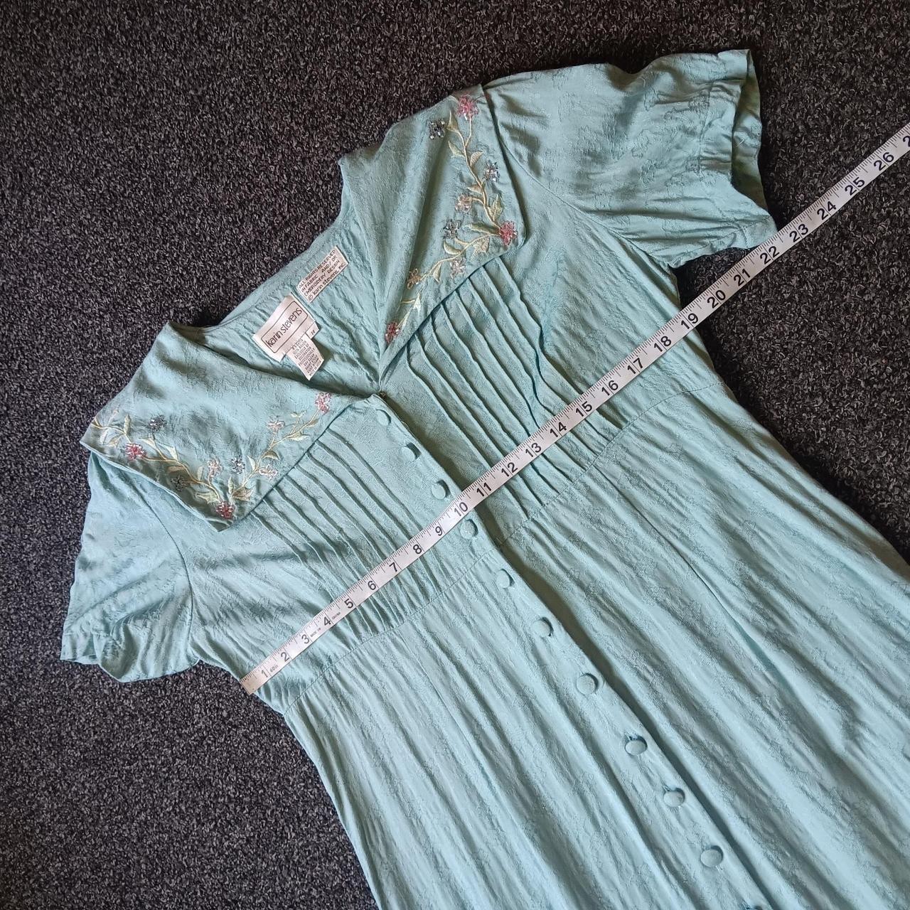 Vintage Whimsy Cottagecore Fairycore Fairy Light Blue Beaded Maxi Dress Size 14