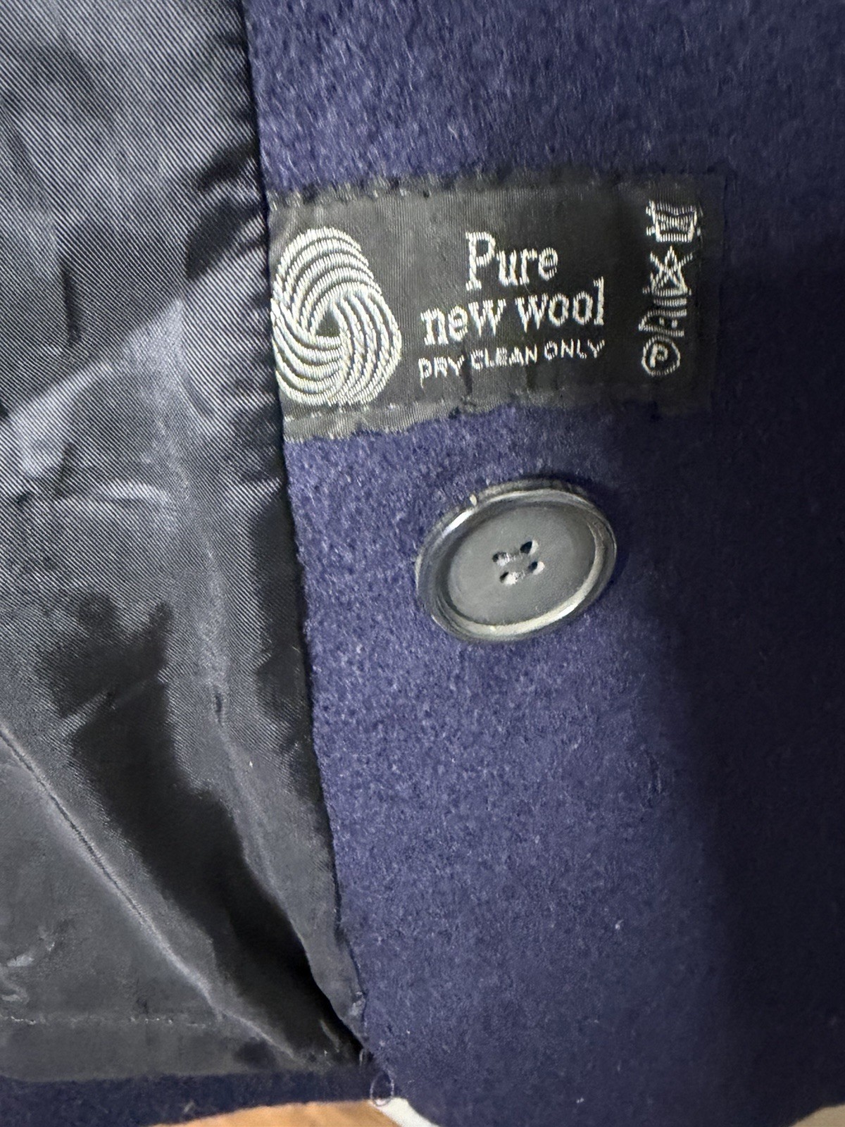 Vintage Glenbrooke 100% New Wool Coat Women Size 12 Navy Made In Yugoslavia Rare