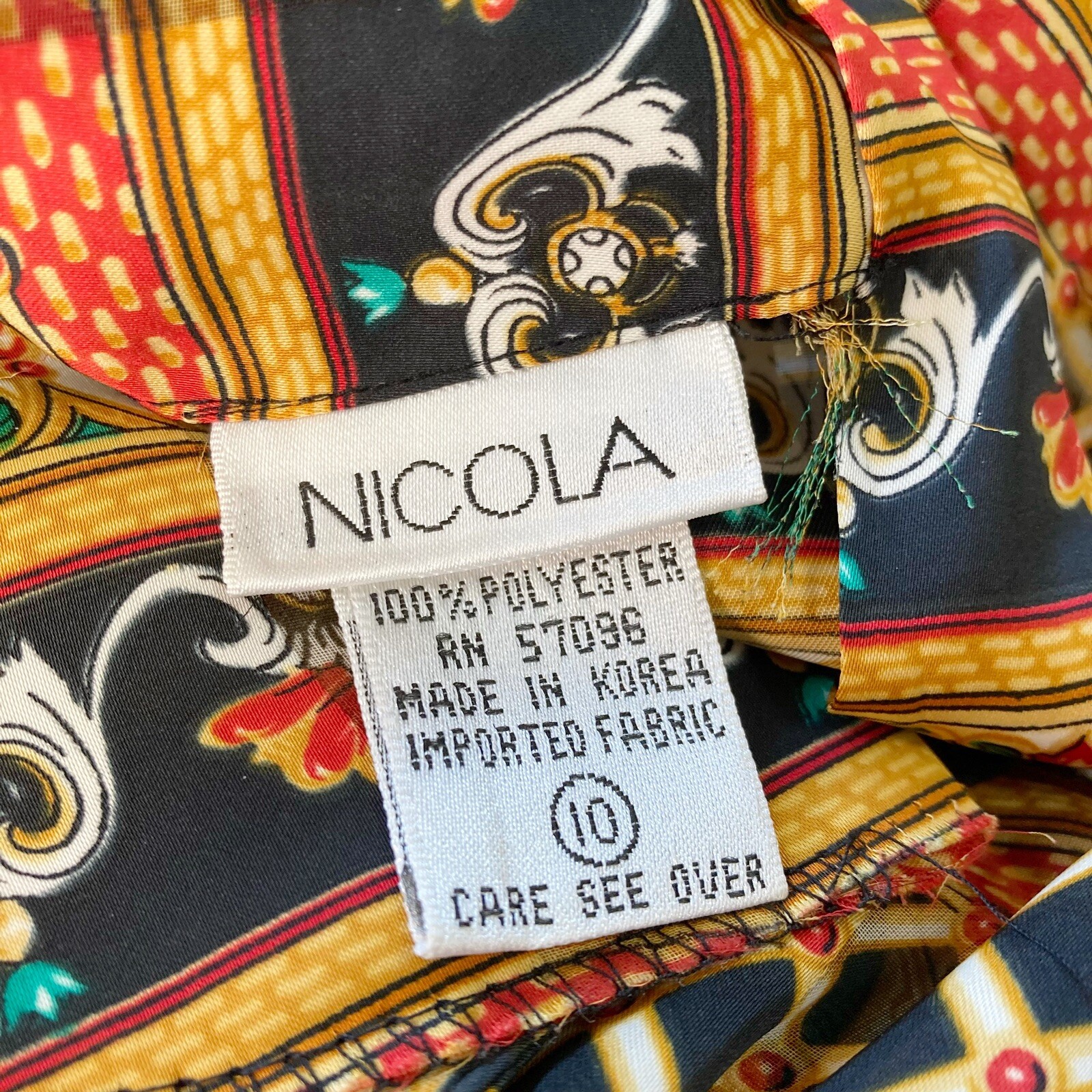 Vintage Womens 80s Button Back Pleated Baroque Blouse Size 10 Poet By Nicola