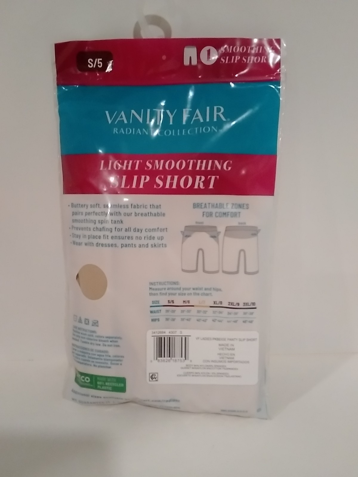 Vanity Fair Womens Radiant Collection Light Smoothing Slip Short Small/5 Beige