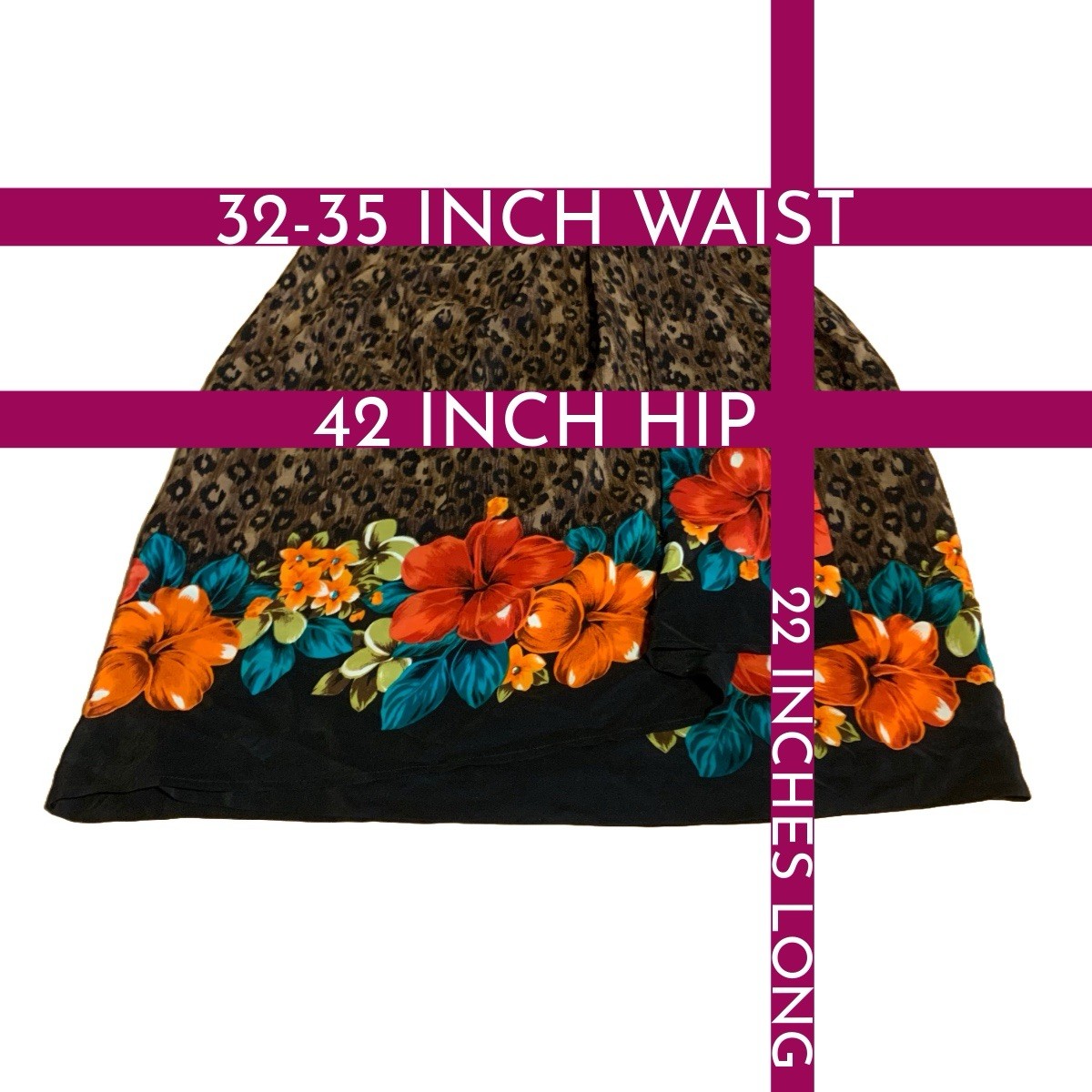 VINTAGE CIRCA 1980’S JAQUELINE FERRAR FLORAL & ANIMAL PRINT SILK SKIRT SZ 16