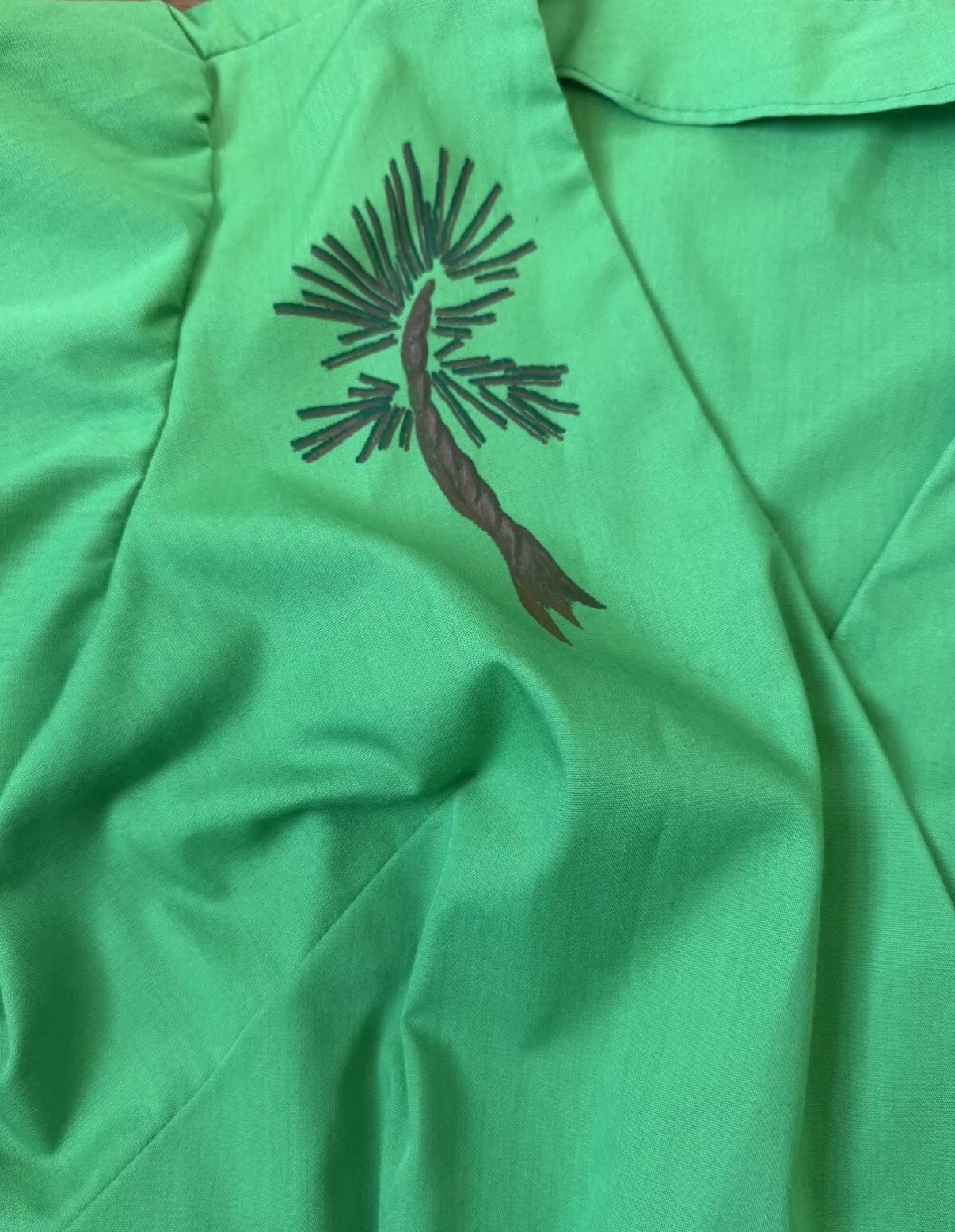 Vintage 40s-50s Handpainted Handmade Owl Apple green Women’s Skirt Suit By Doris